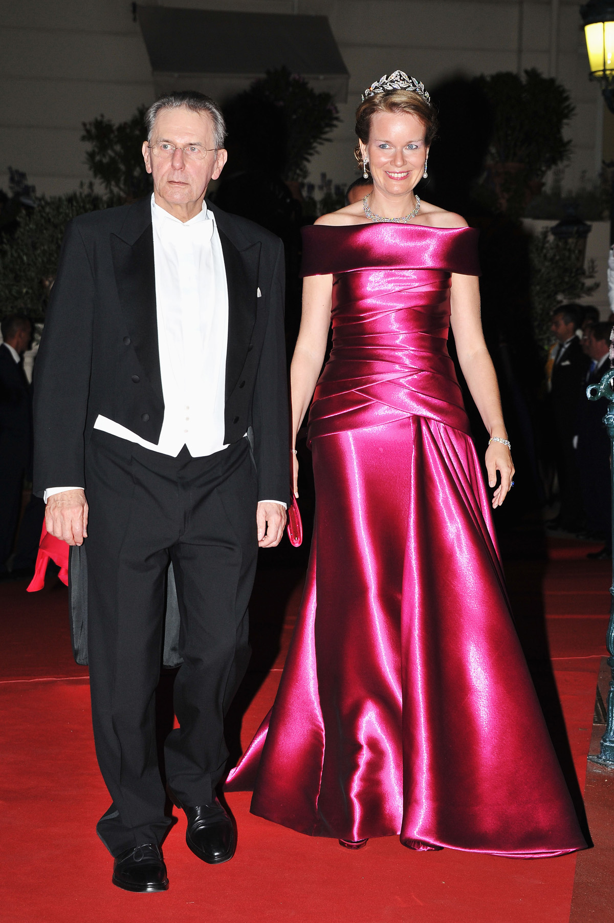 IOC President Jacques Rogge and the Duchess of Brabant arrive for a dinner at the Opera Terraces following the wedding of the Prince and Princess of Monaco, July 2, 2011 (Pascal Le Segretain/Getty Images)