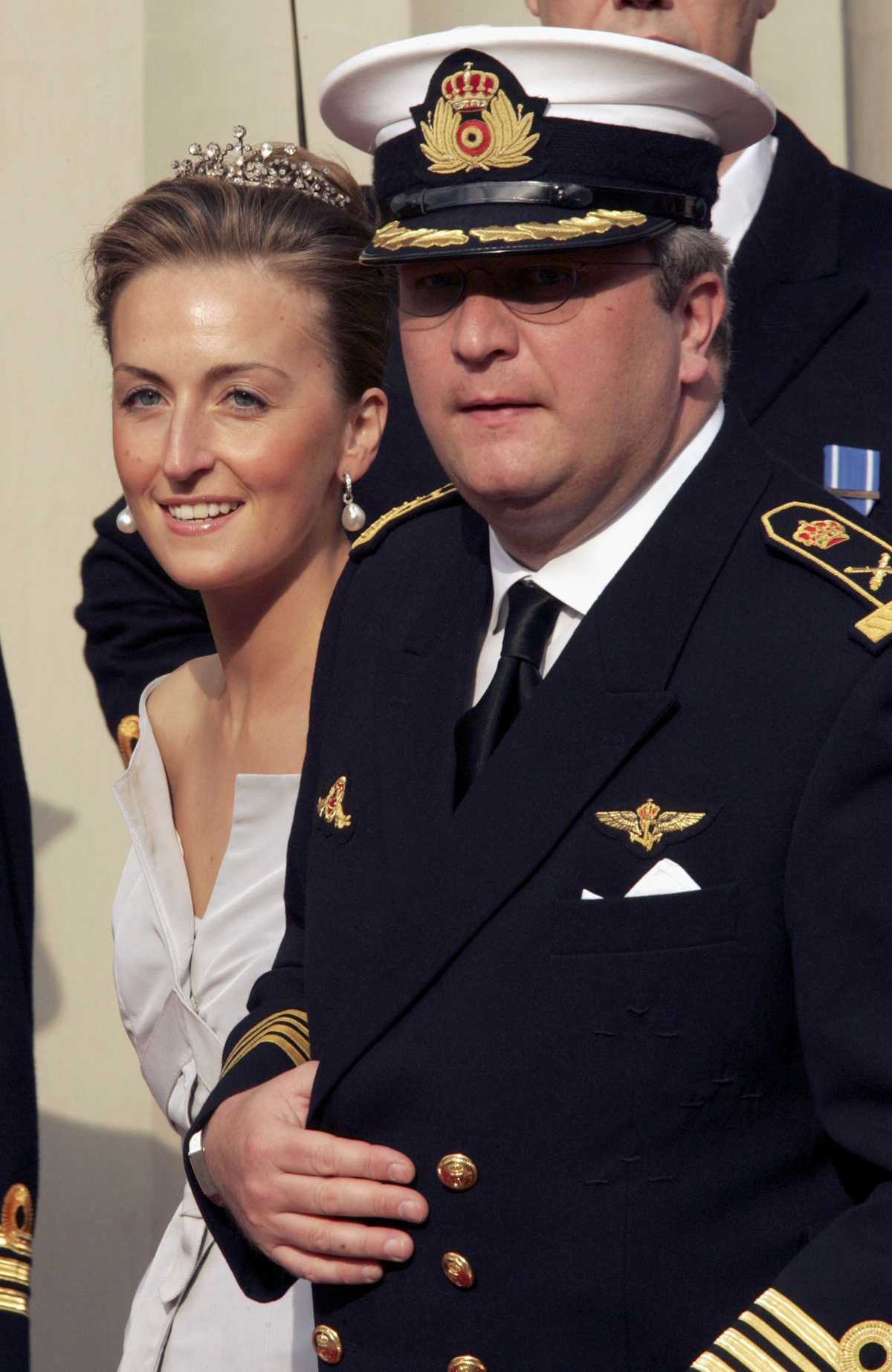 Prince Laurent and Princess Claire of Belgium attend the wedding of the Crown Prince and Crown Princess of Denmark in Copenhagen on May 14, 2004 (Pascal Le Segretain/Getty Images)