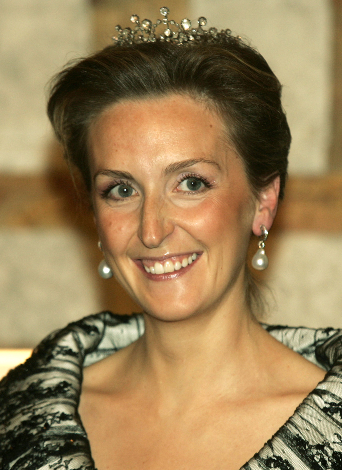 Princess Claire of Belgium attends a state banquet given at Laeken for the visiting President of Portugal on October 18, 2005 (Mark Renders/Getty Images)