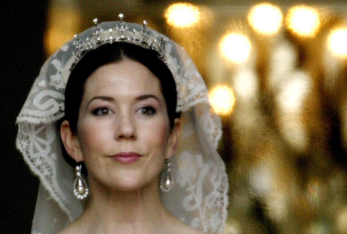 Crown Princess Mary of Denmark is pictured on her wedding day in Copenhagen, May 14, 2004 (Ian Waldie/Getty Images)