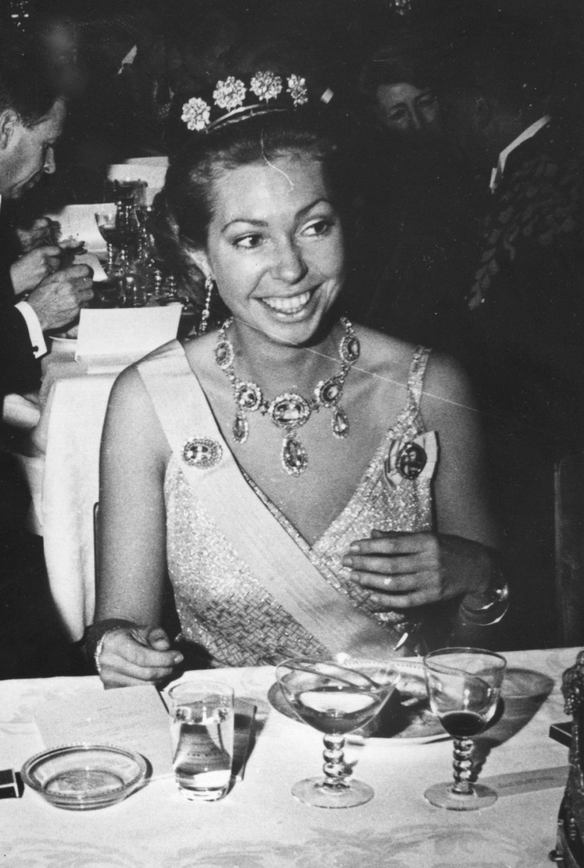 Princess Christina of Sweden attends the Nobel Prize banquet in Stockholm on December 10, 1970 (Central Press/Getty Images)