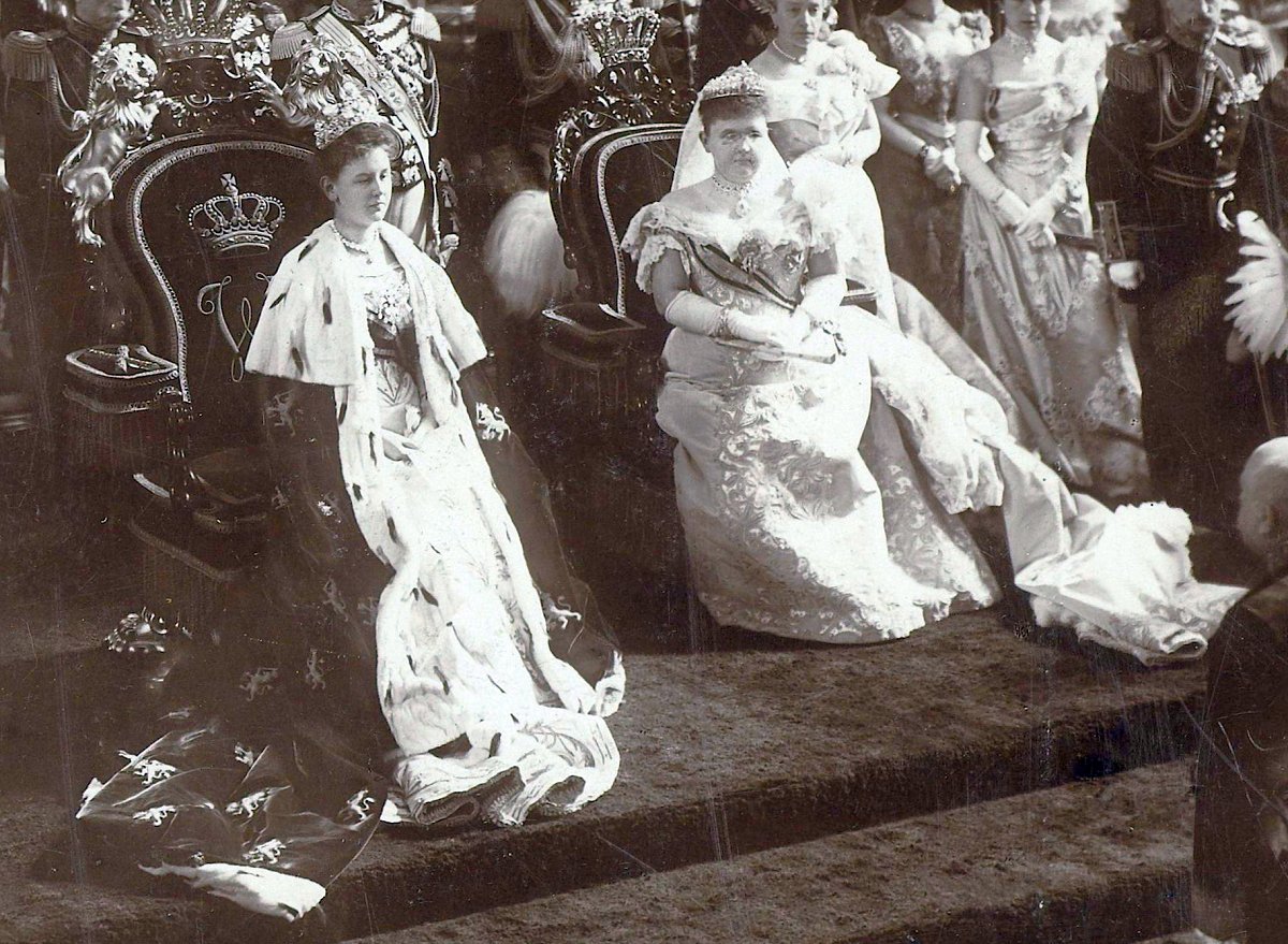 Queen Wilhelmina and Queen Emma of the Netherlands are pictured during Wilhelmina's inauguration ceremony, 1898 (Rijksmuseum)