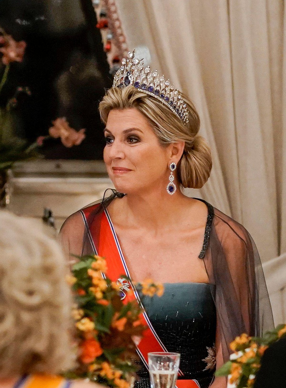 The Queen of the Netherlands attends a state banquet at the Royal Palace in Oslo on November 9, 2021 (Terje Pedersen/NTB/Alamy)