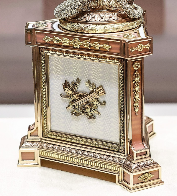 A view of the love trophies adorning the base of the Duchess of Marlborough Egg (Wikimedia Commons)