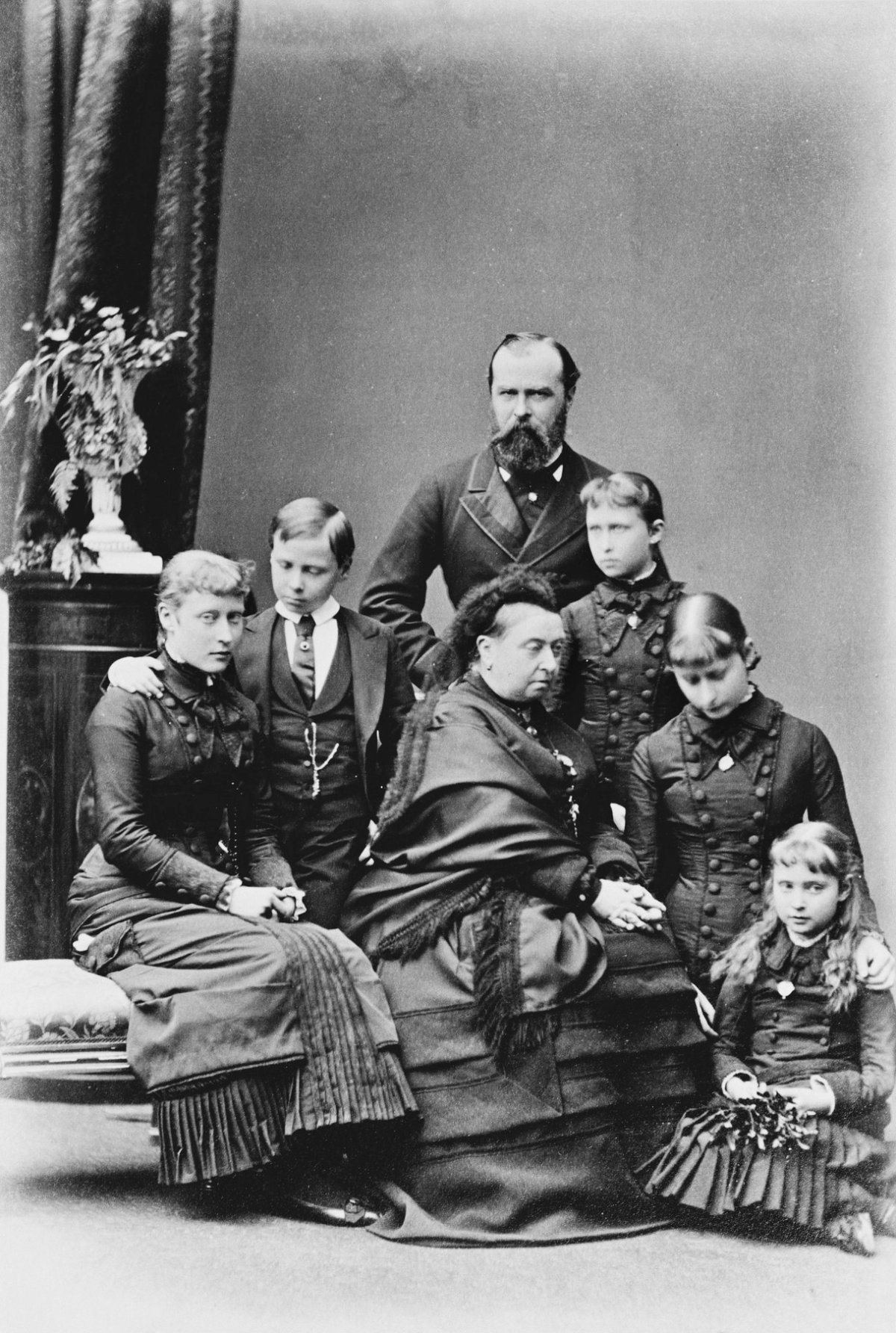 Queen Victoria with the widower and children of the late Princess Alice shortly after her death in December 1878 (Royal Collection Trust)