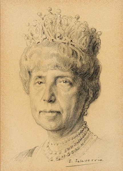 Queen Maria Cristina wears the tiara in a portrait by Elías Salaverria Inchaurrandieta