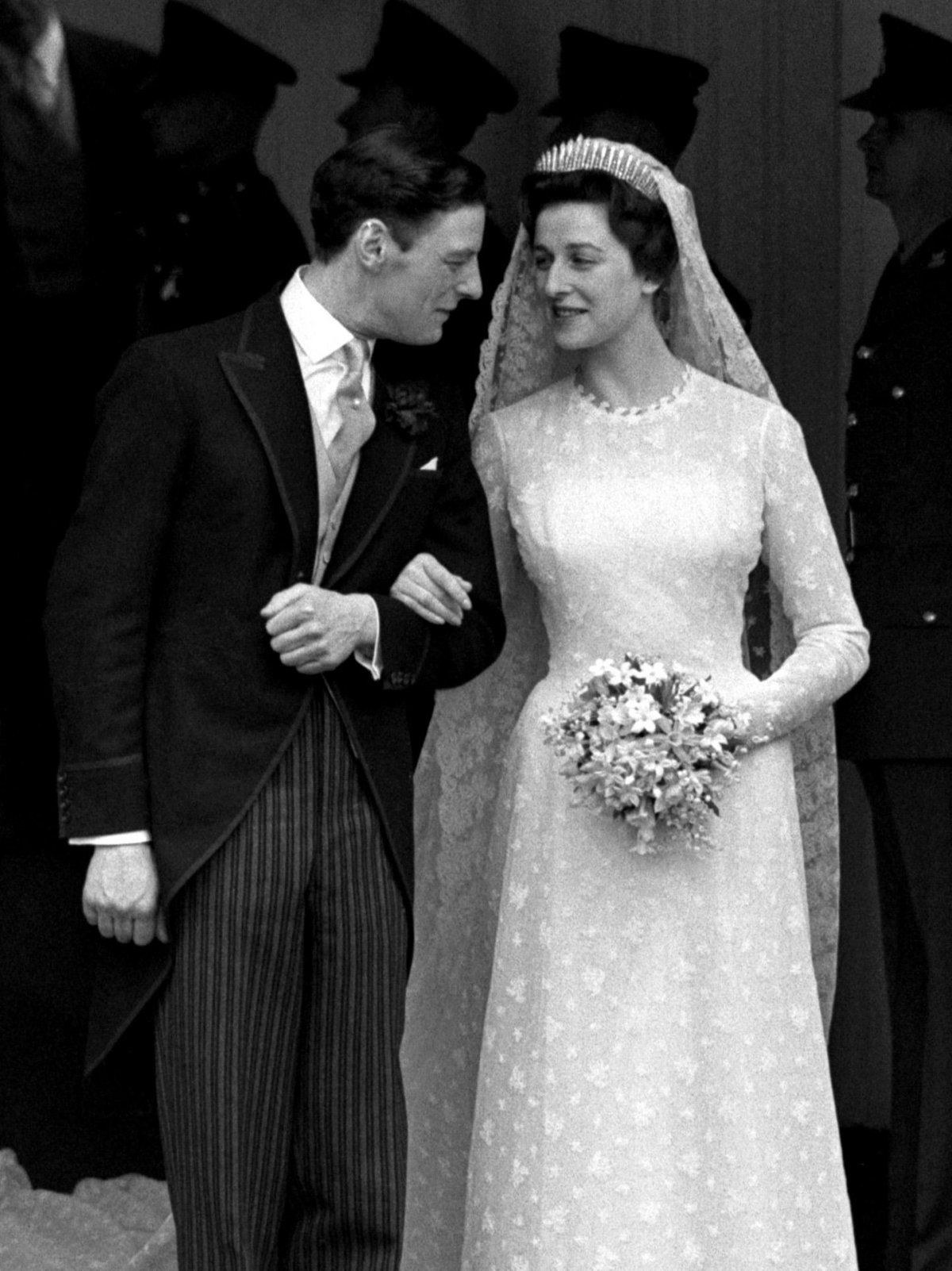 Princess Alexandra and Angus Ogilvy on their wedding day in London, April 24, 1963 (PA Images/Alamy)