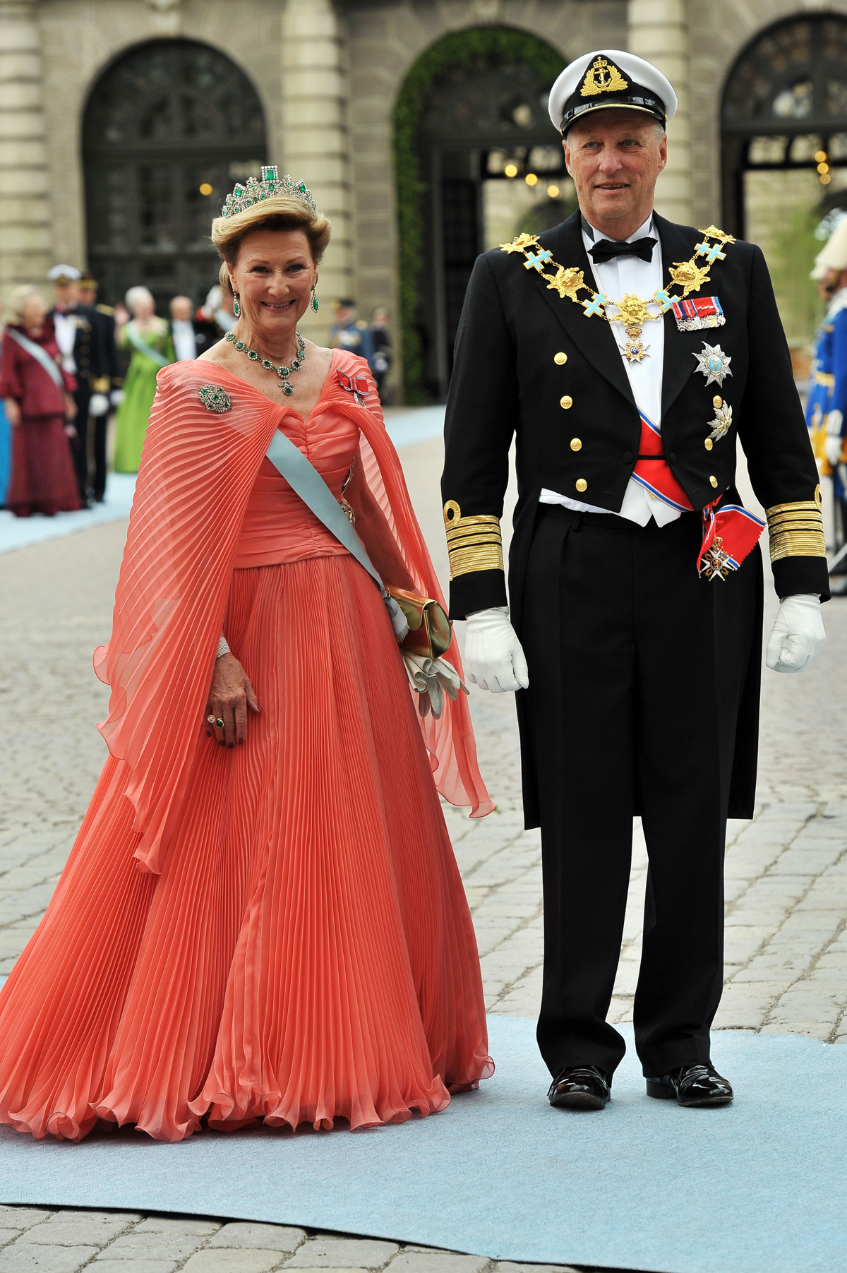 King Harald V and Queen Sonja of Norway attend the wedding of Crown Princess Victoria of Sweden and Daniel Westling in Stockholm on June 19, 2010 (Pascal Le Segretain/Getty Images)