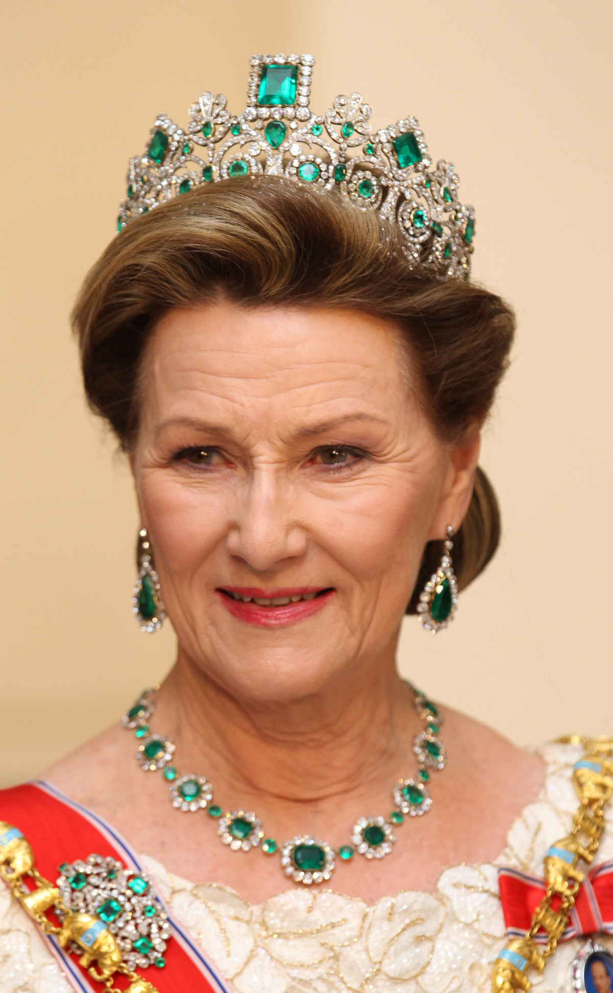 Queen Sonja of Norway attends a banquet celebrating Queen Margrethe II of Denmark's Ruby Jubilee at Christiansborg Palace in Copenhagen on January 15, 2012 (Chris Jackson/Getty Images)