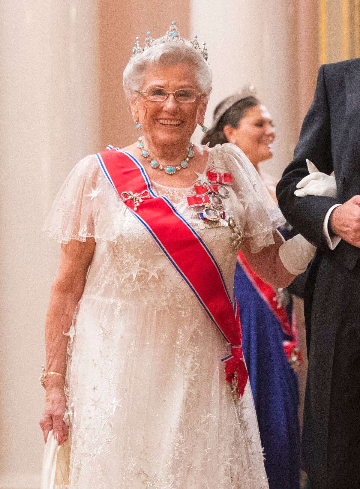 Princess Astrid, Mrs. Ferner attends a gala dinner celebrating the 80th birthdays of King Harald V and Queen Sonja of Norway at the Royal Palace in Oslo on May 9, 2017 (Haakon Mosvold Larsen/AFP/Getty Images)