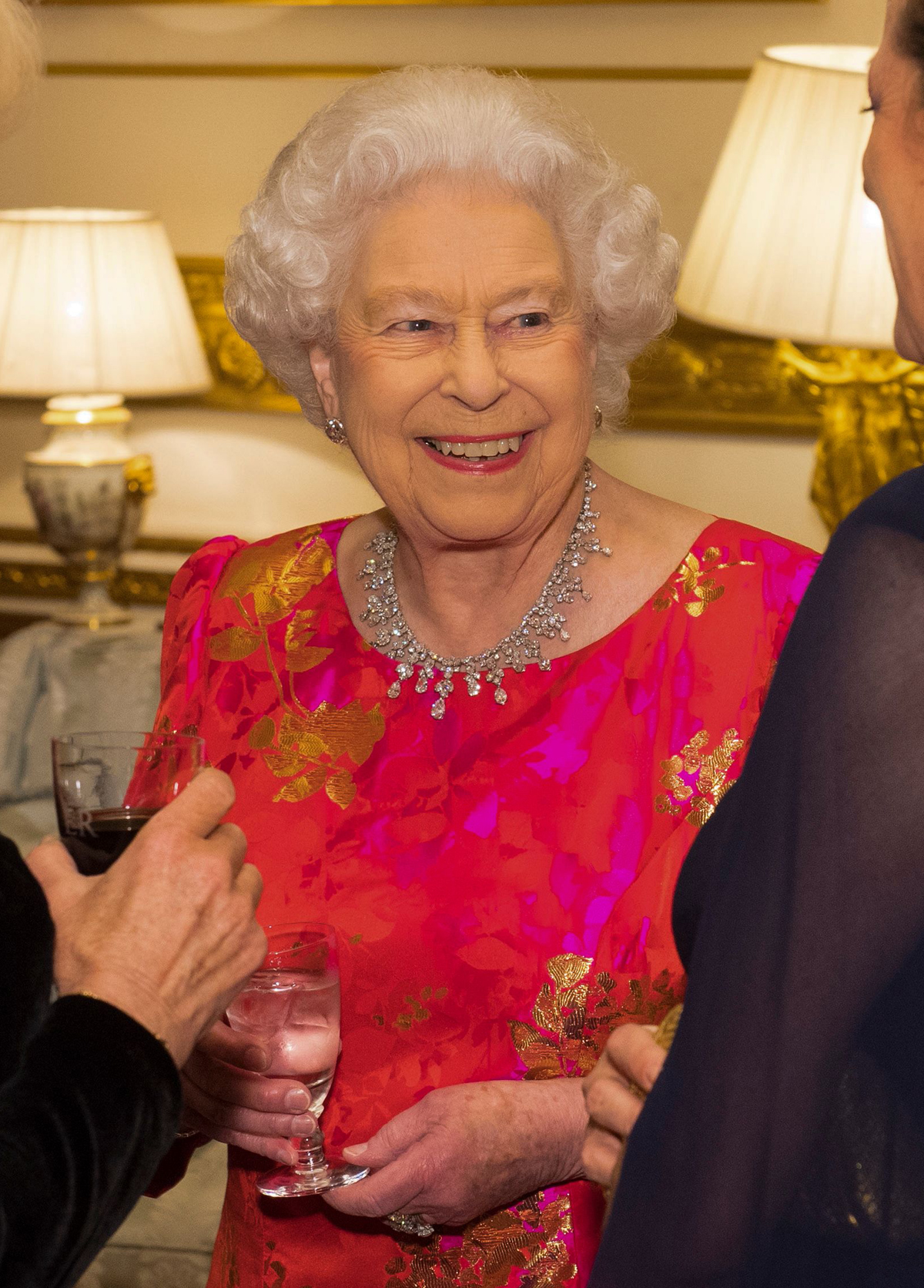 Queen Elizabeth II attends a reception at Windsor Castle in honor of the Aga Khan's Diamond Jubilee on March 8, 2018 (DOMINIC LIPINSKI/AFP/Getty Images)