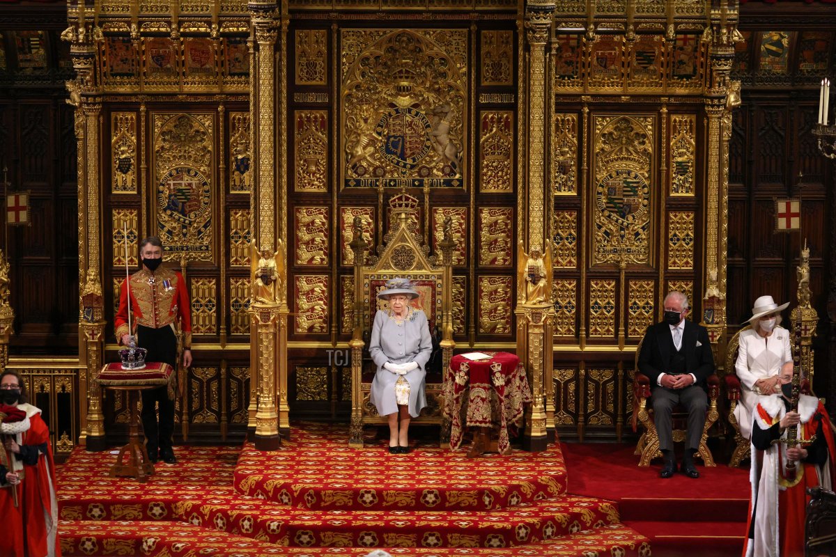 Queen Elizabeth II at the State Opening of Parliament, May 2021