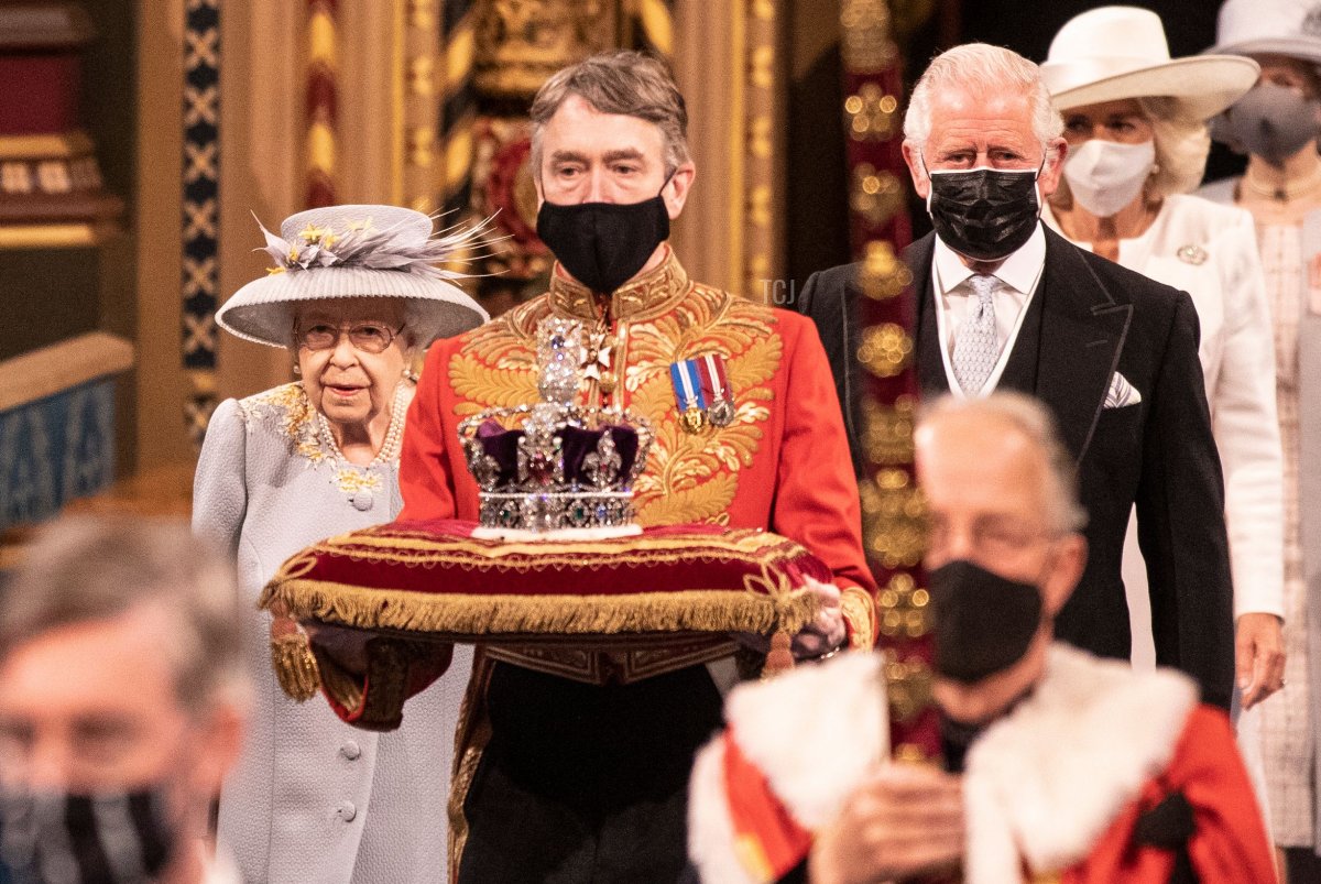 Queen Elizabeth II at the State Opening of Parliament, May 2021