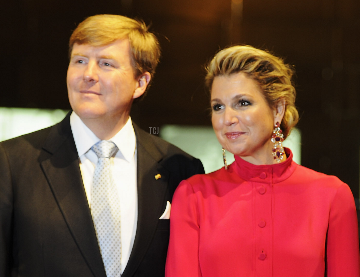 King Willem-Alexander and Queen Maxima of the Netherlands pose during a visit in Baden-Wuerttemberg at the Mercedes-Benz Museum on June 4, 2013 in Stuttgart