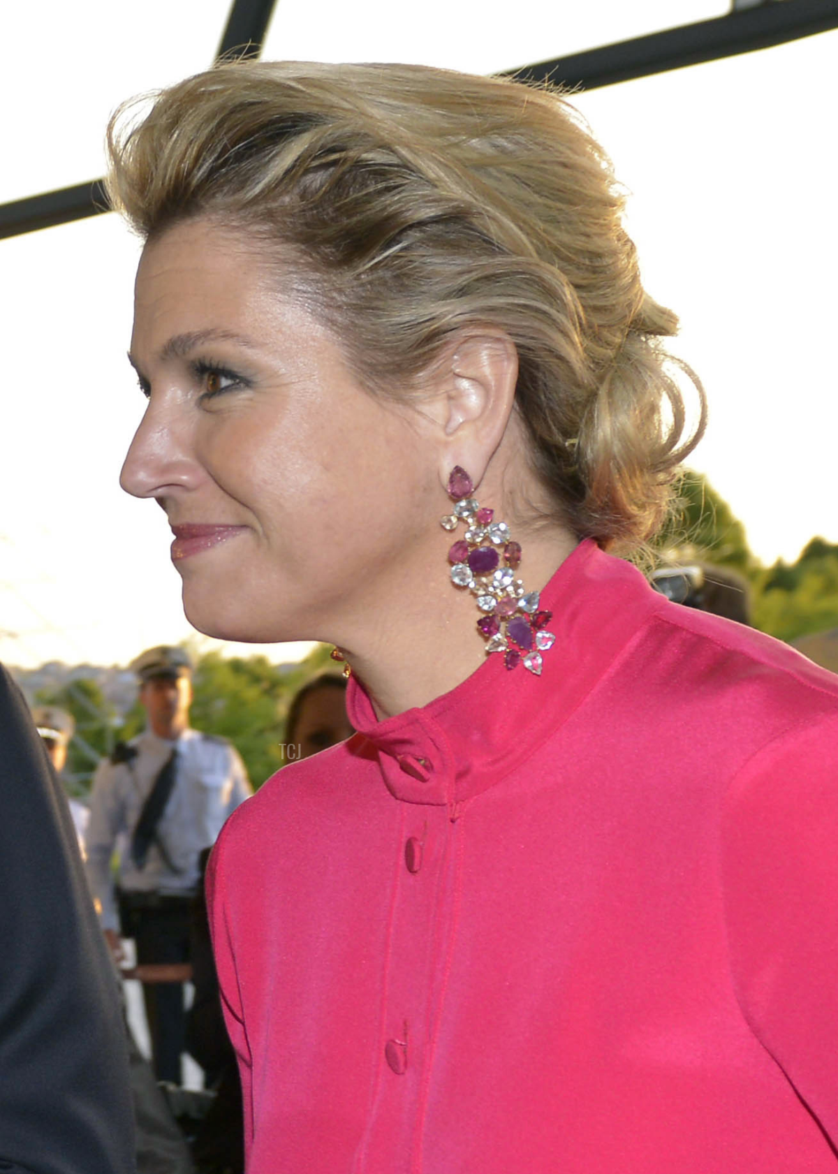 Queen Maxima arrives at the Mercedes-Benz museum in Stuttgart, southwestern Germany, on June 4, 2013