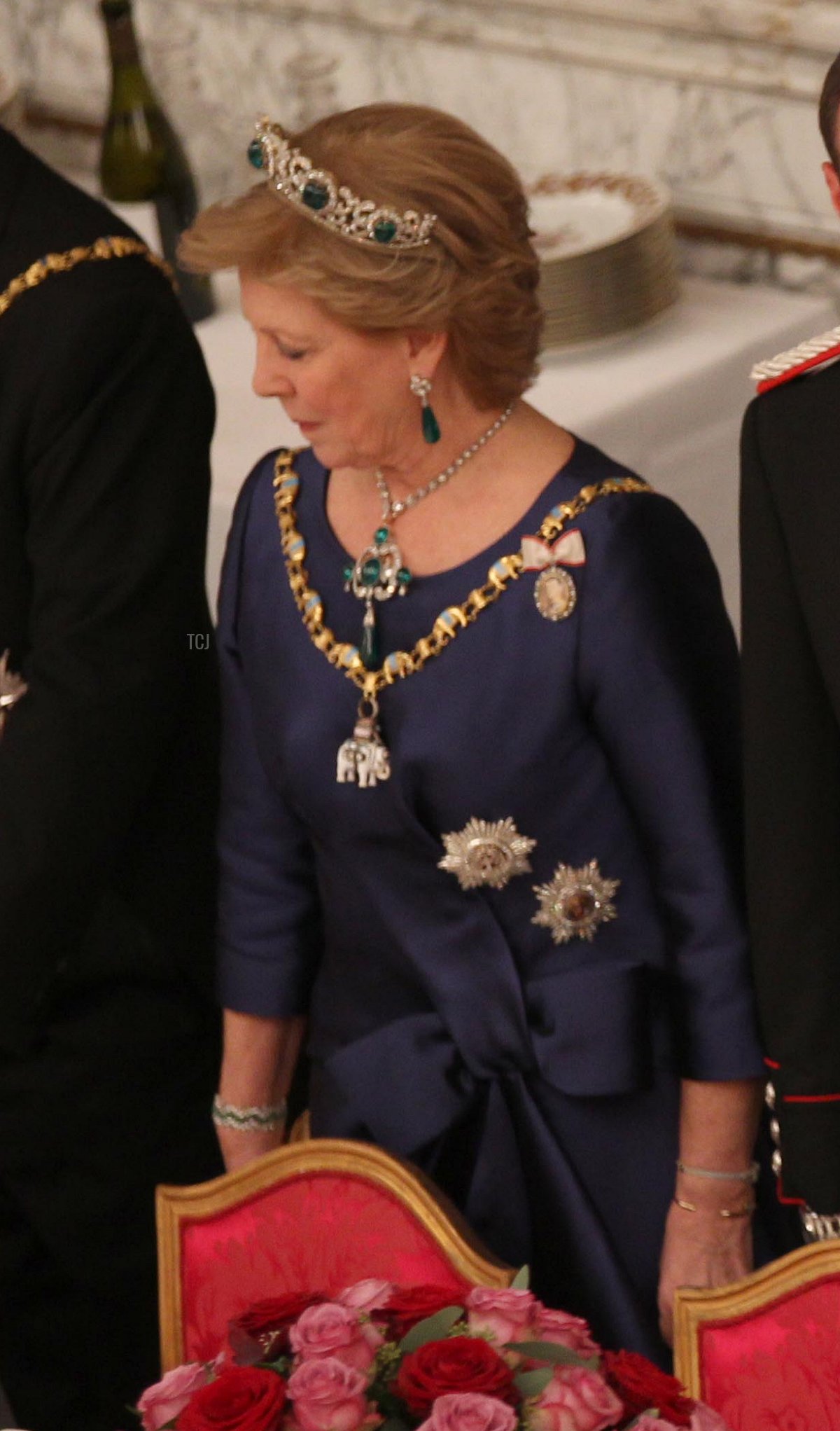 Anne-Marie of Greece attends a Gala Dinner to celebrate Queen Margrethe II of Denmark's 40 years on the throne at Christiansborg Palace Chapel on January 15, 2012