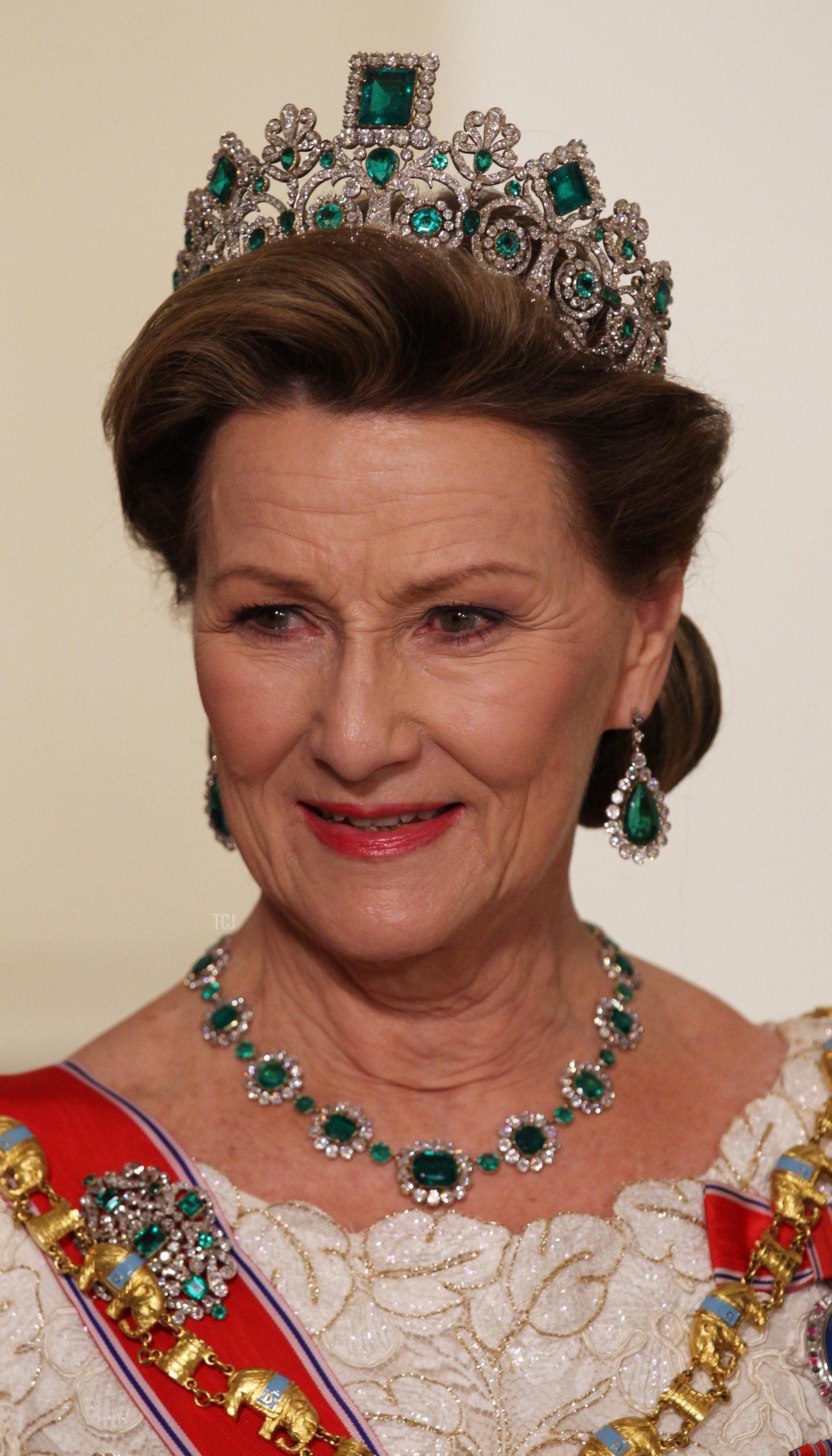 Queen Sonja of Norway attends a Gala Dinner to celebrate Queen Margrethe II of Denmark's 40 years on the throne at Christiansborg Palace Chapel on January 15, 2012