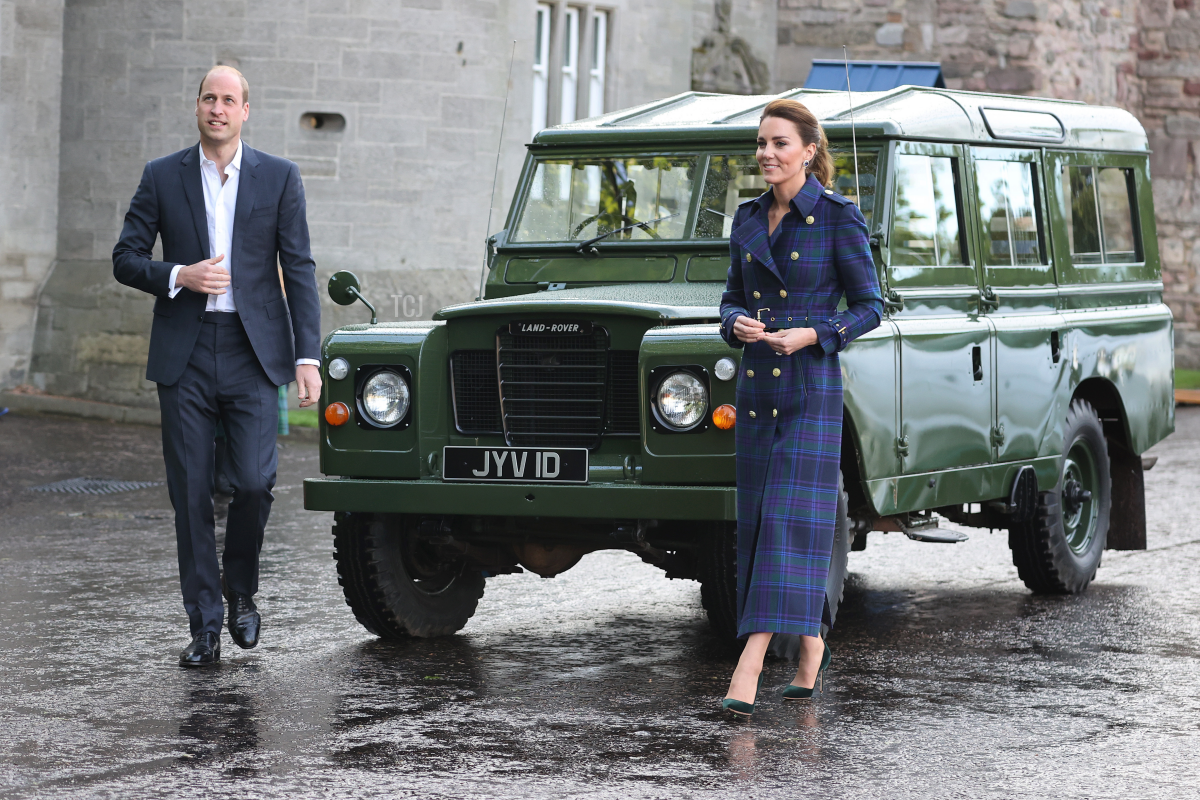 Prince William, Duke of Cambridge and Catherine, Duchess of Cambridge arrive to host NHS Charities Together and NHS staff at a unique drive-in cinema to watch a special screening of Disney’s Cruella at the Palace of Holyroodhouse on day six of their week-long visit to Scotland on May 26, 2021