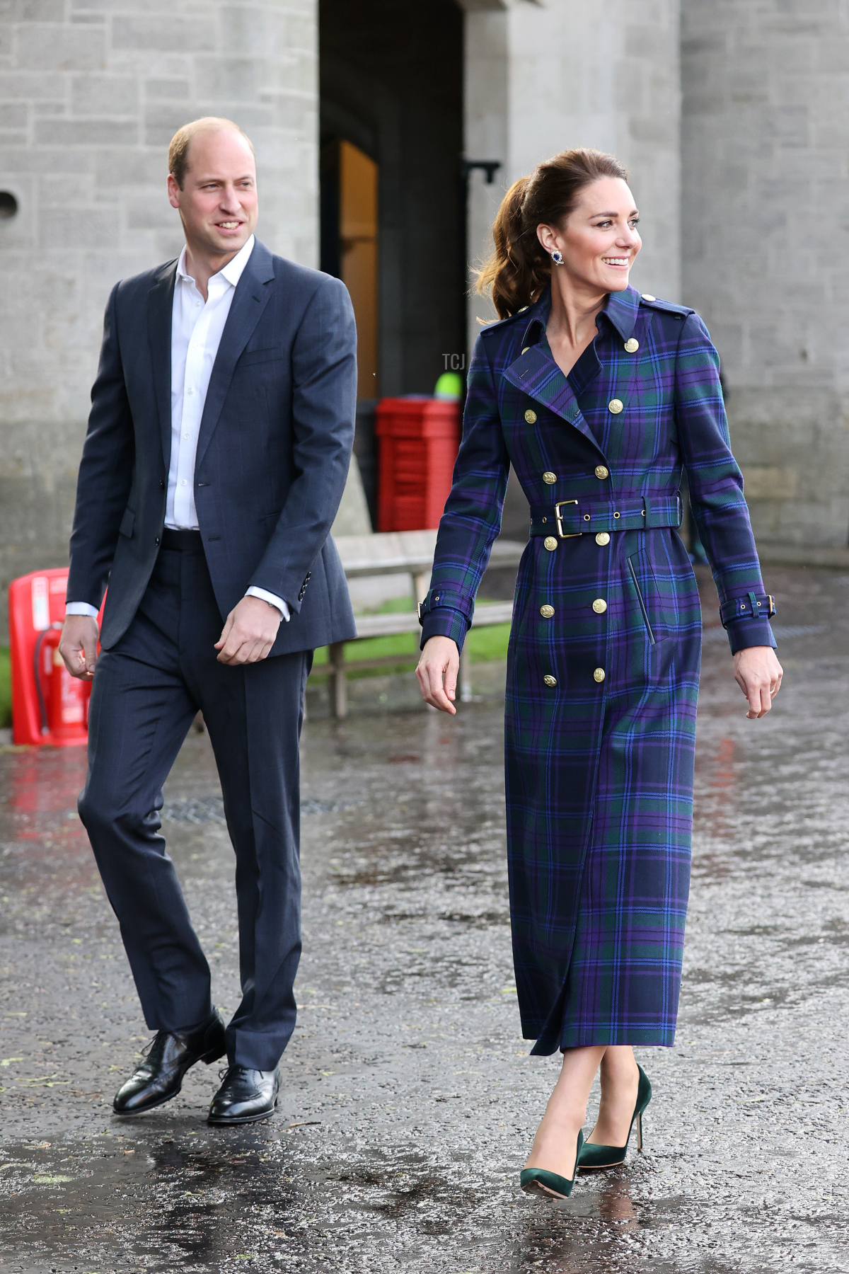 Prince William, Duke of Cambridge and Catherine, Duchess of Cambridge arrive to host NHS Charities Together and NHS staff at a unique drive-in cinema to watch a special screening of Disney’s Cruella at the Palace of Holyroodhouse on day six of their week-long visit to Scotland on May 26, 2021