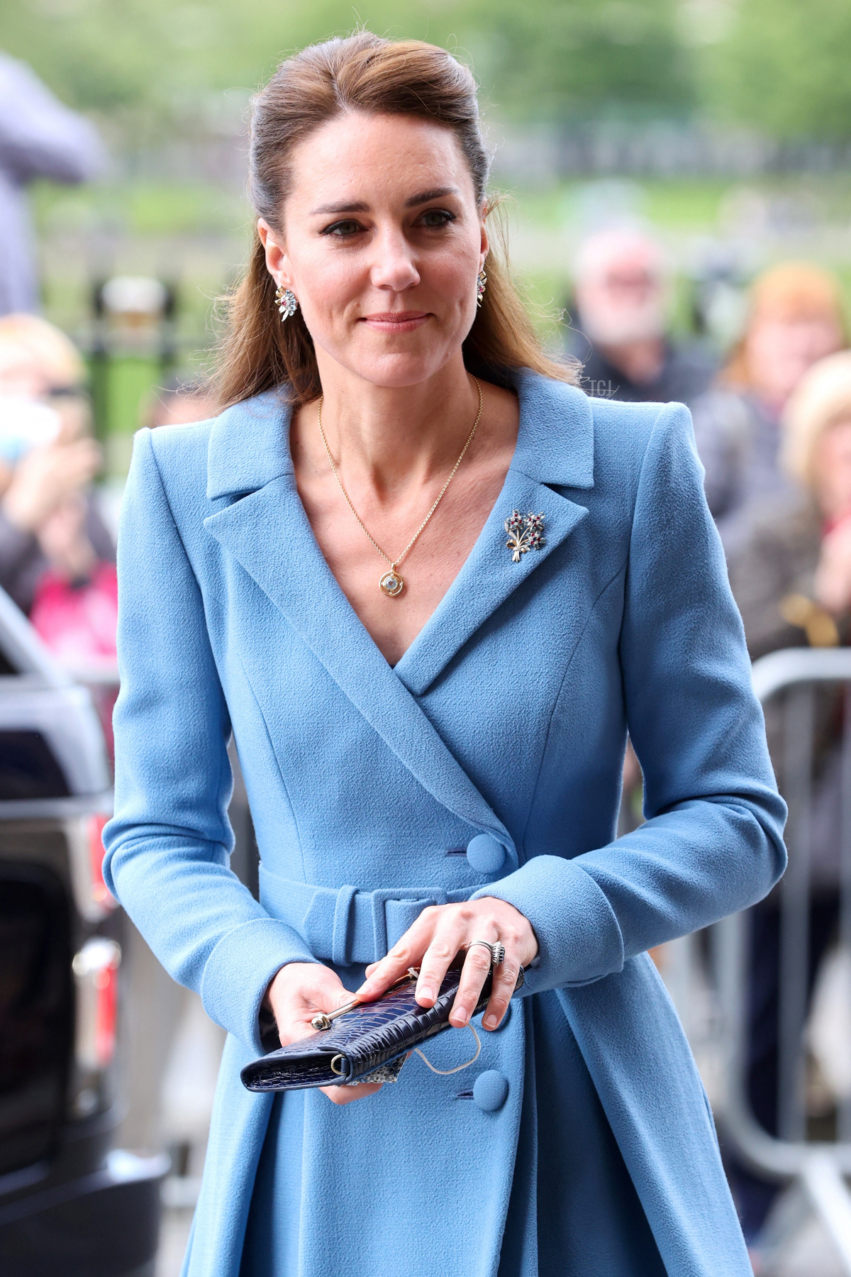 Britain's Catherine, Duchess of Cambridge, arrives to attend the closing ceremony of the General Assembly of the Church of Scotland in Edinburgh on May 27, 2021, during their week long visit to Scotland