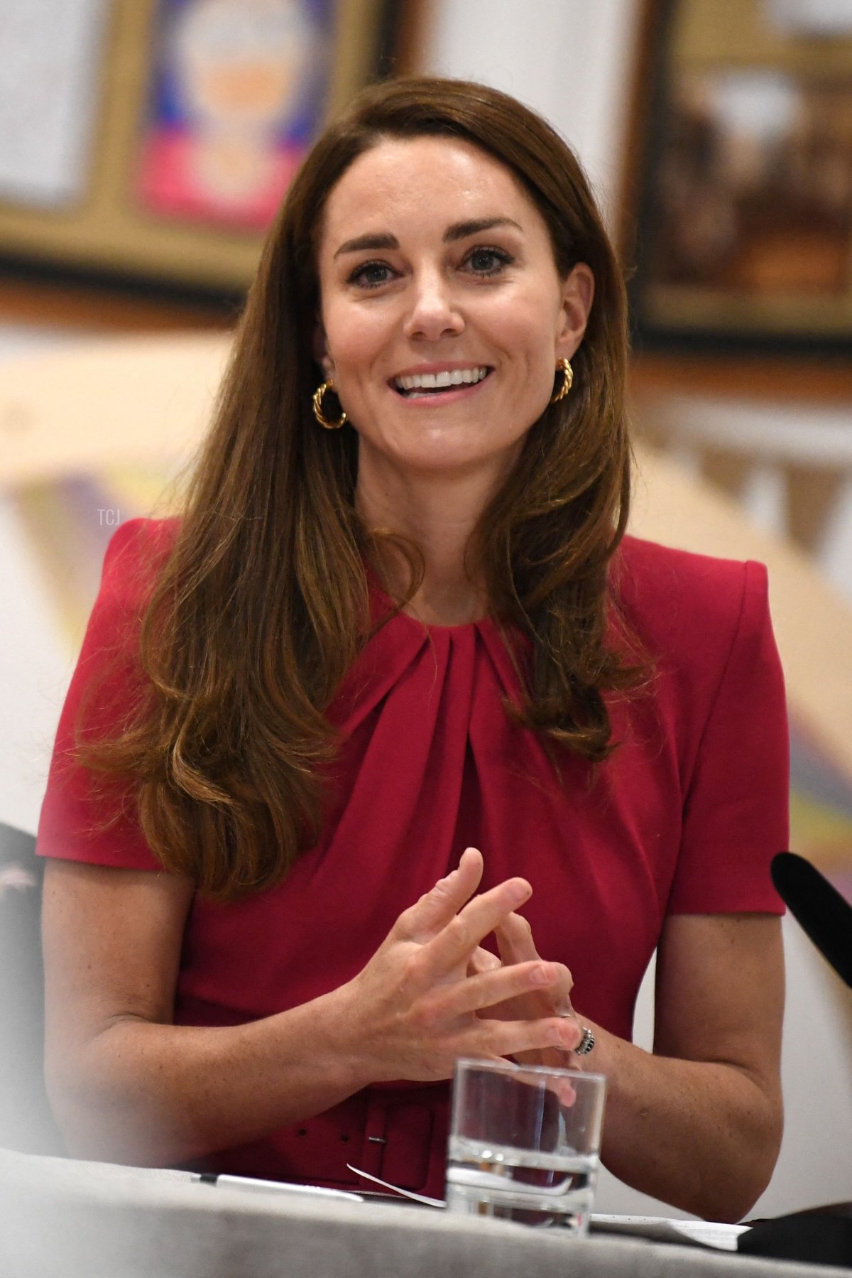Britain's Catherine, Duchess of Cambridge takes part in a round table discussion during her visit to Connor Downs Academy in Hayle, Cornwall on the sidelines of the G7 summit on June 11, 2021