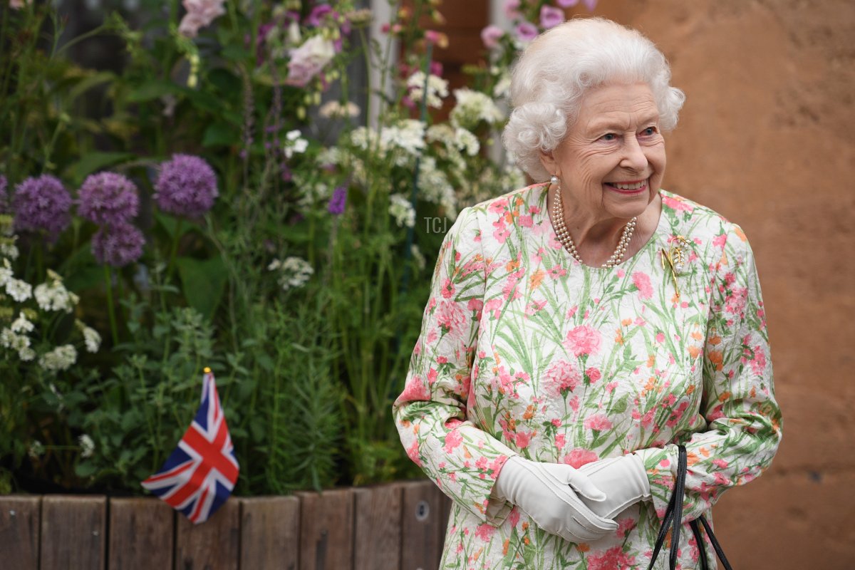 Queen Elizabeth II smiles as she meets people from communities across Cornwall during an event in celebration of The Big Lunch initiative at The Eden Project during the G7 Summit on June 11, 2021 in St Austell, Cornwall, England. UK Prime Minister, Boris Johnson, hosts leaders from the USA, Japan, Germany, France, Italy and Canada at the G7 Summit