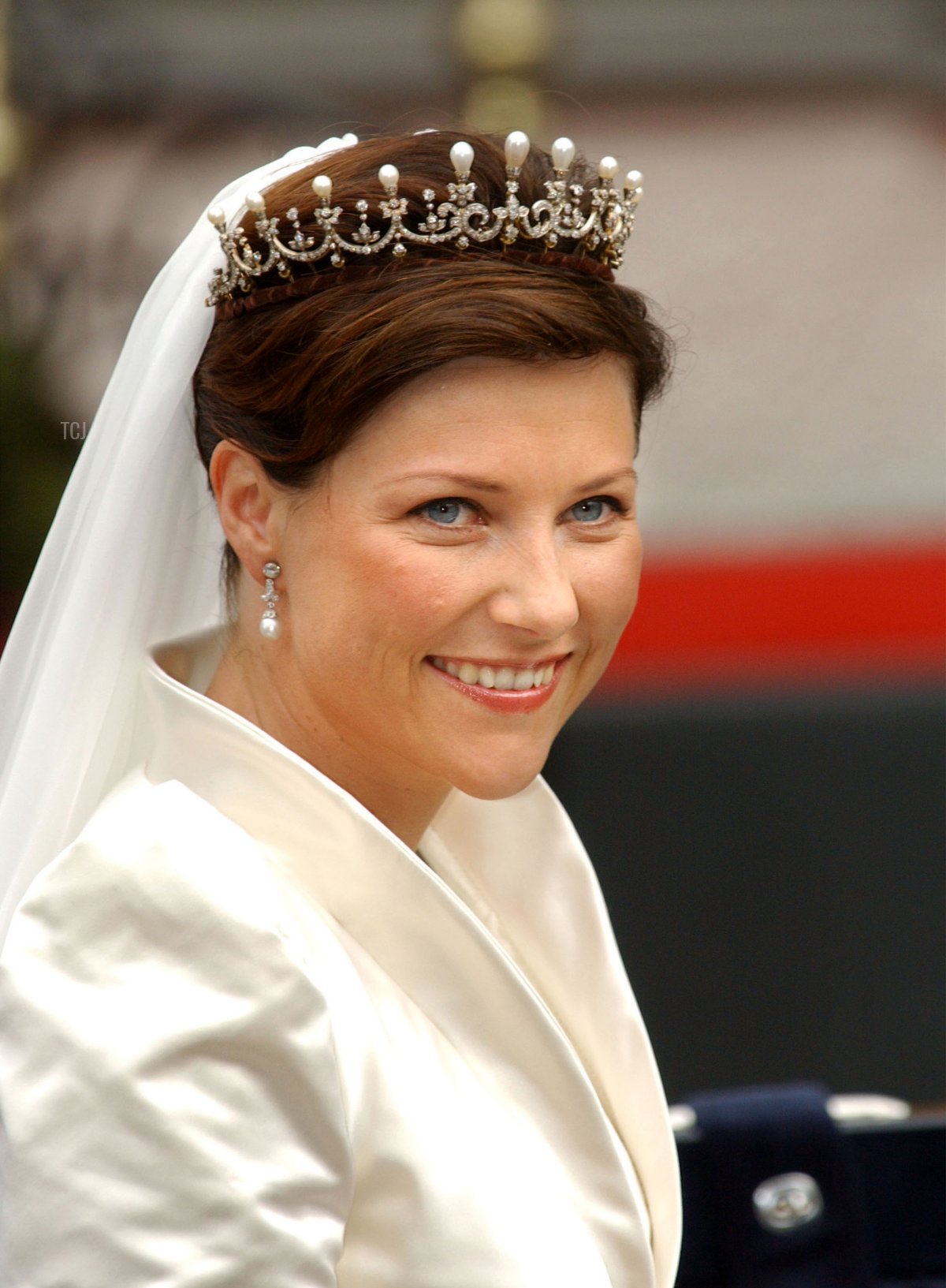 Norwegian Princess Martha Louise leaves the Royal Residence for her wedding to writer Ari Behn May 24, 2002 in Trondheim, Norway