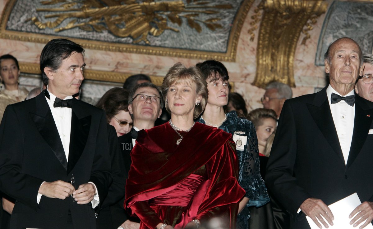 Philippe Douste Blasy, Duchess of Gloucester, and Valery Giscard D'estaing attend the Child Abuse Foundation Gala at the Castle of Versailles on December 6, 2004 in Versailles, France