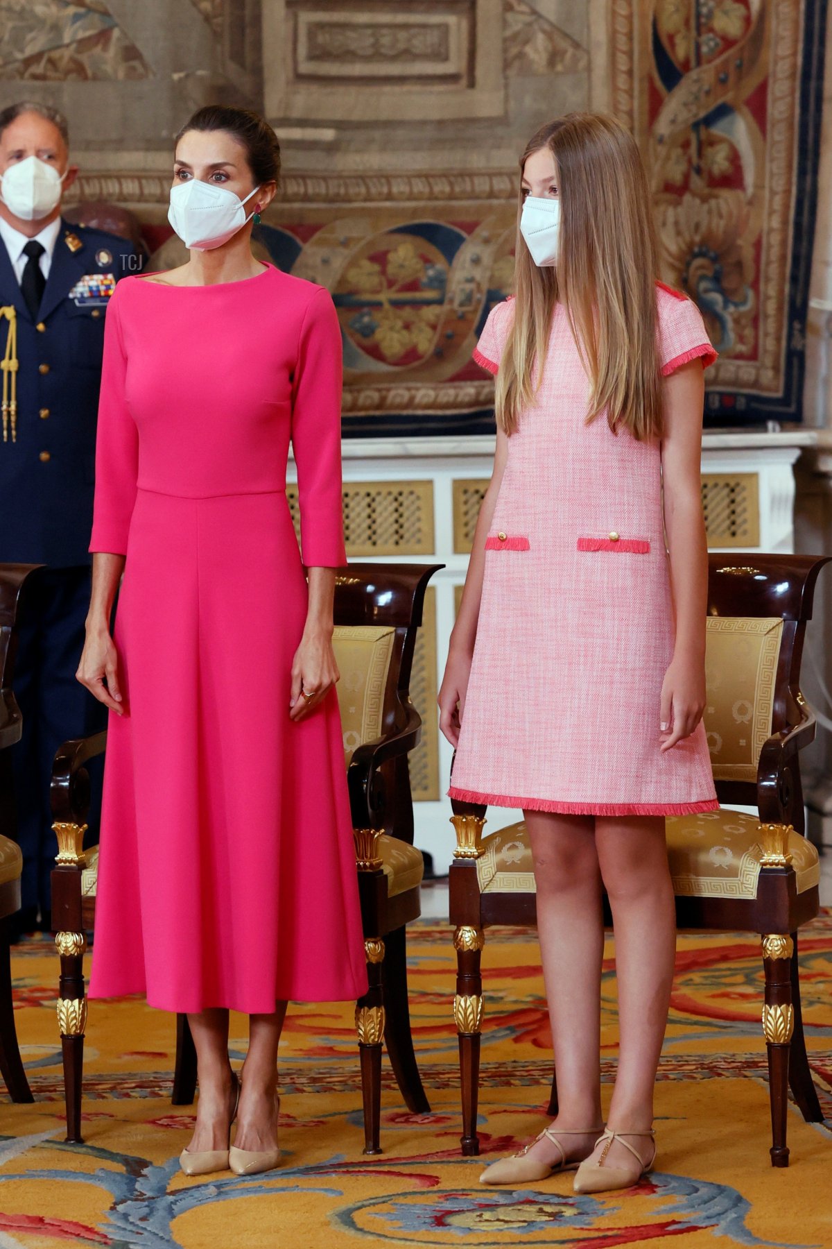 Princess Leonor, King Felipe of Spain, Queen Letizia of Spain and Princess Sofia attend the "Order of the Civil Merit" ceremony at the Royal Palace on June 18, 2021 in Madrid, Spain