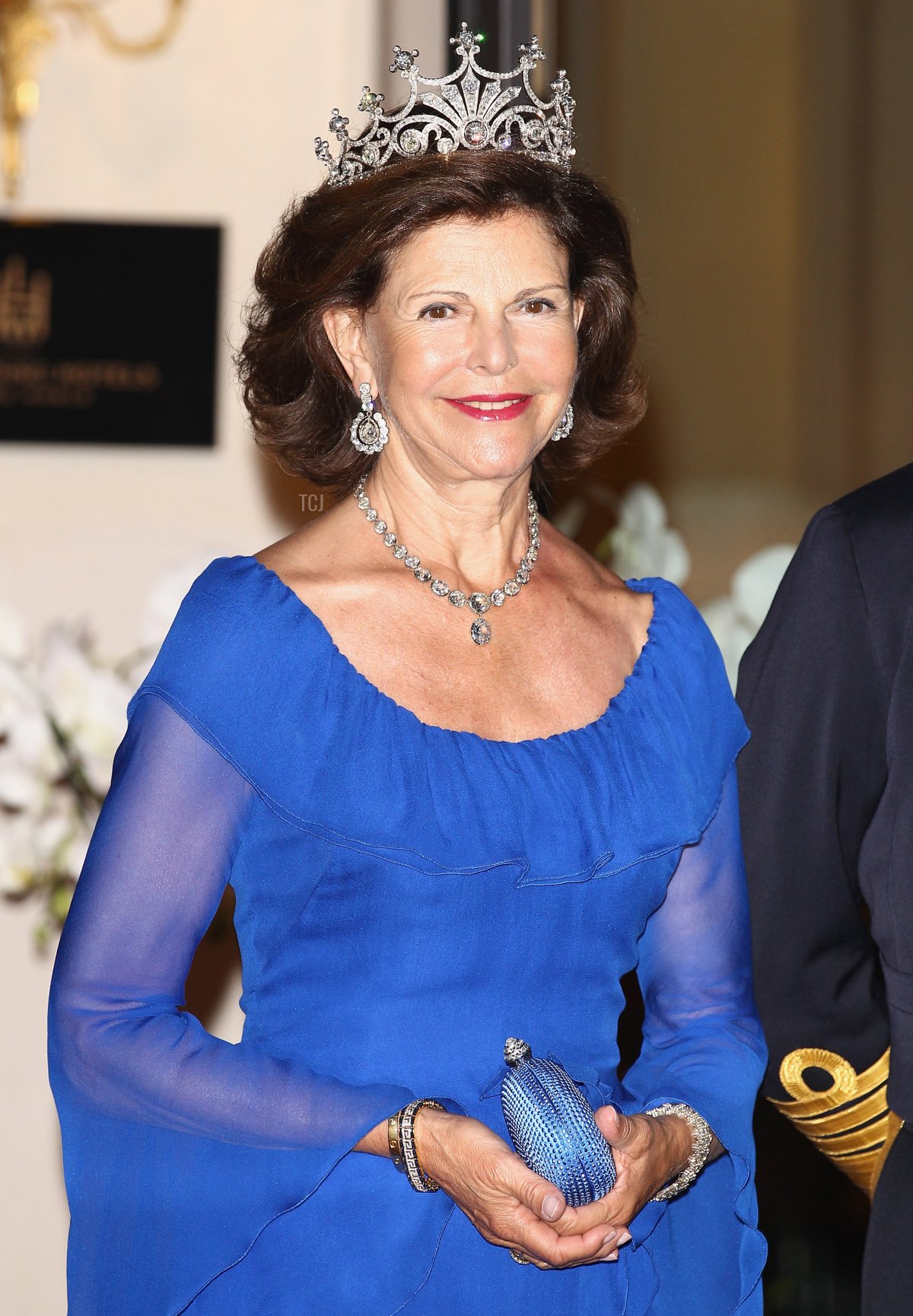 Queen Silvia of Sweden leaves the Hotel Hermitage to attend a dinner at Opera terraces after the religious wedding ceremony of Prince Albert II of Monaco and Princess Charlene of Monaco on July 2, 2011 in Monaco