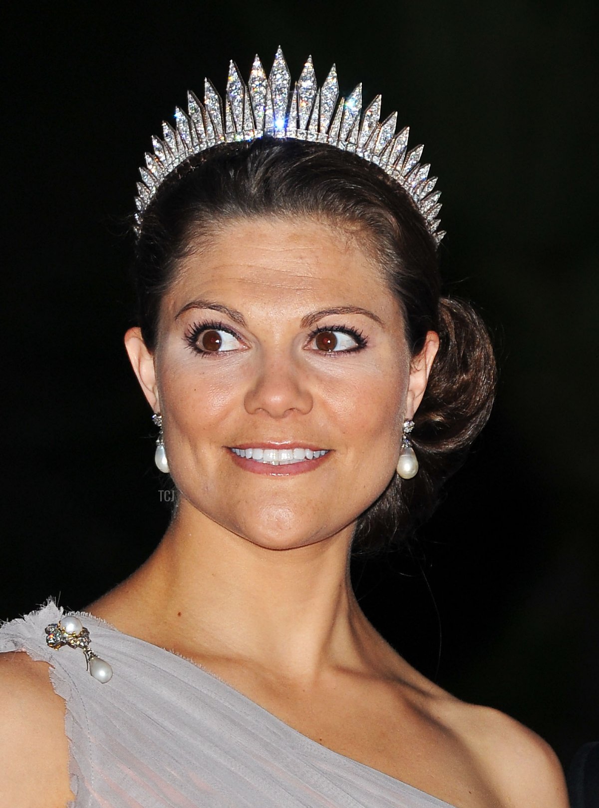 Crown Princess Victoria of Sweden and husband Prince Daniel, Duke of Vastergotland attend a dinner at Opera terraces after the religious wedding ceremony of Prince Albert II of Monaco and Princess Charlene of Monaco on July 2, 2011 in Monaco