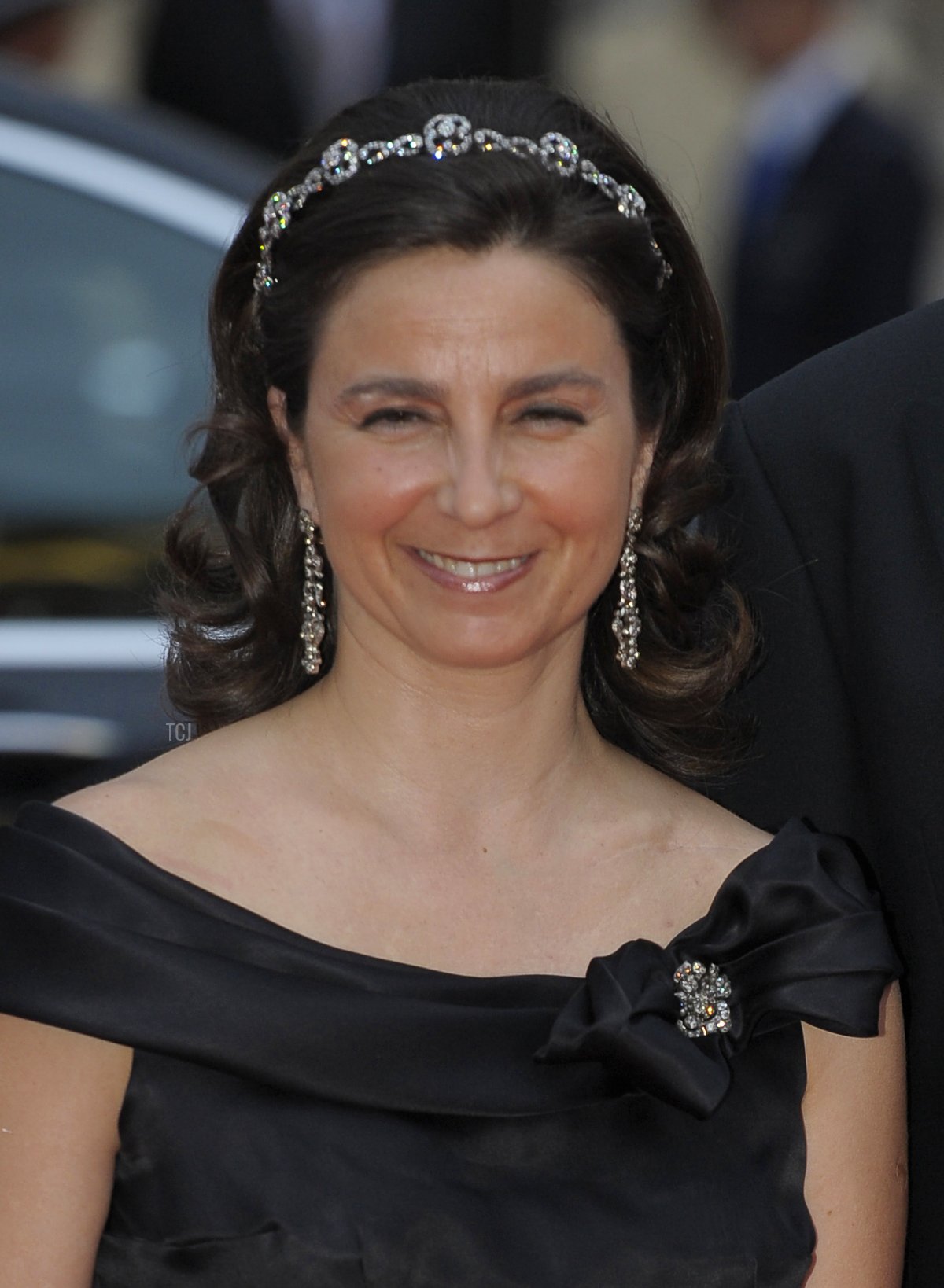 Portugal's Duke of Braganza Duarte Pio and Isabel de Heredia arrive for a dinner after the religious wedding ceremony of Princess Charlene of Monaco and Prince Albert II of Monaco on July 2, 2011 in Monaco