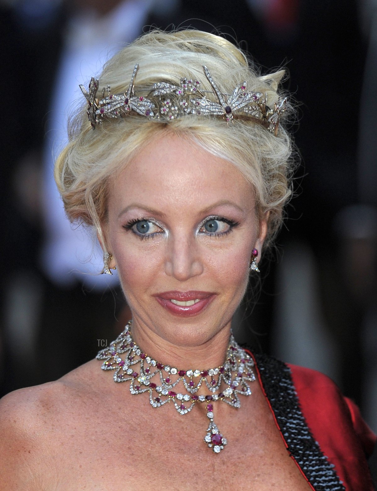 The wife of Italy's Prince Carlo of Bourbon-Two Sicilies, Camilla Cruciani, arrives at a dinner at the Opera terraces after the religious wedding ceremony of Princess Charlene of Monaco and Prince Albert II of Monaco on July 2, 2011 in Monaco