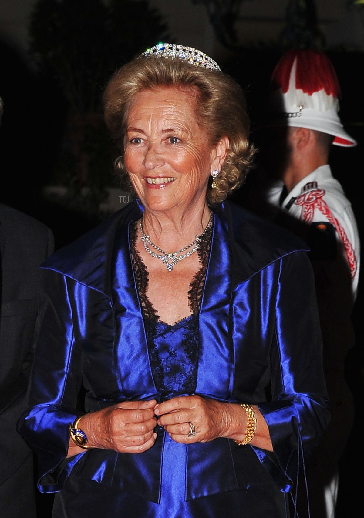 Queen Paola of Belgium attends a dinner at Opera terraces after the religious wedding ceremony of Prince Albert II of Monaco and Princess Charlene of Monaco on July 2, 2011 in Monaco