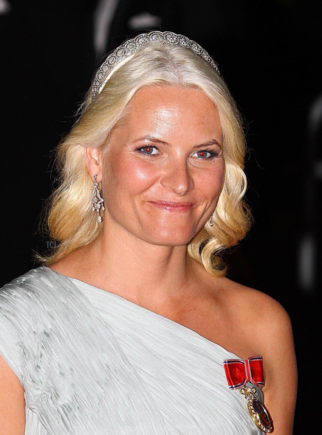 Princess Mette Marit arriving for the official dinner for Prince Albert II of Monaco and Charlene Wittstock at the Monte Carlo Opera House