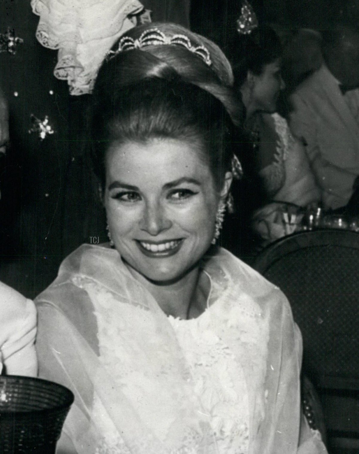 Grace wears her diamond tiara for the Bal de Petit Lits Blancs in Monaco, July 1966