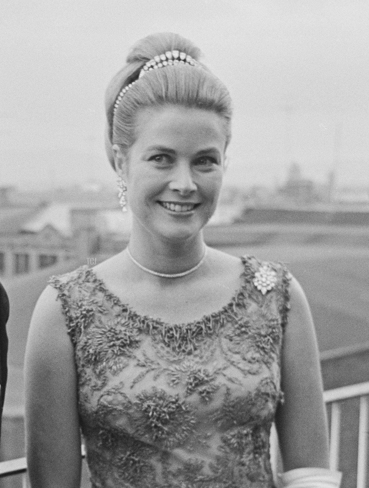 Rainier III, Prince of Monaco (1923-2005) and Princess Grace of Monaco, wearing a dress by Givenchy, attend the Bal Petits Lits Blancs at Powerscourt in Enniskerry, County Wicklow, Ireland, 6th July 1965