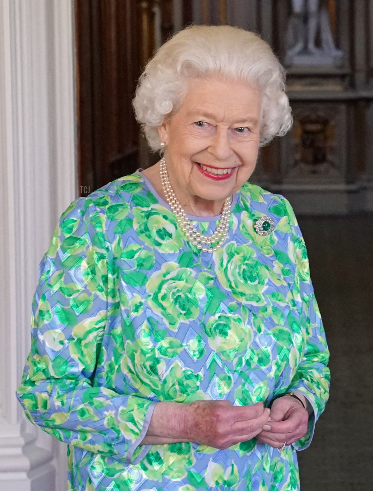 Britain's Queen Elizabeth II receives German Chancellor Angela Merkel during an audience at Windsor Castle in Windsor, Berkshire on July 2, 2021