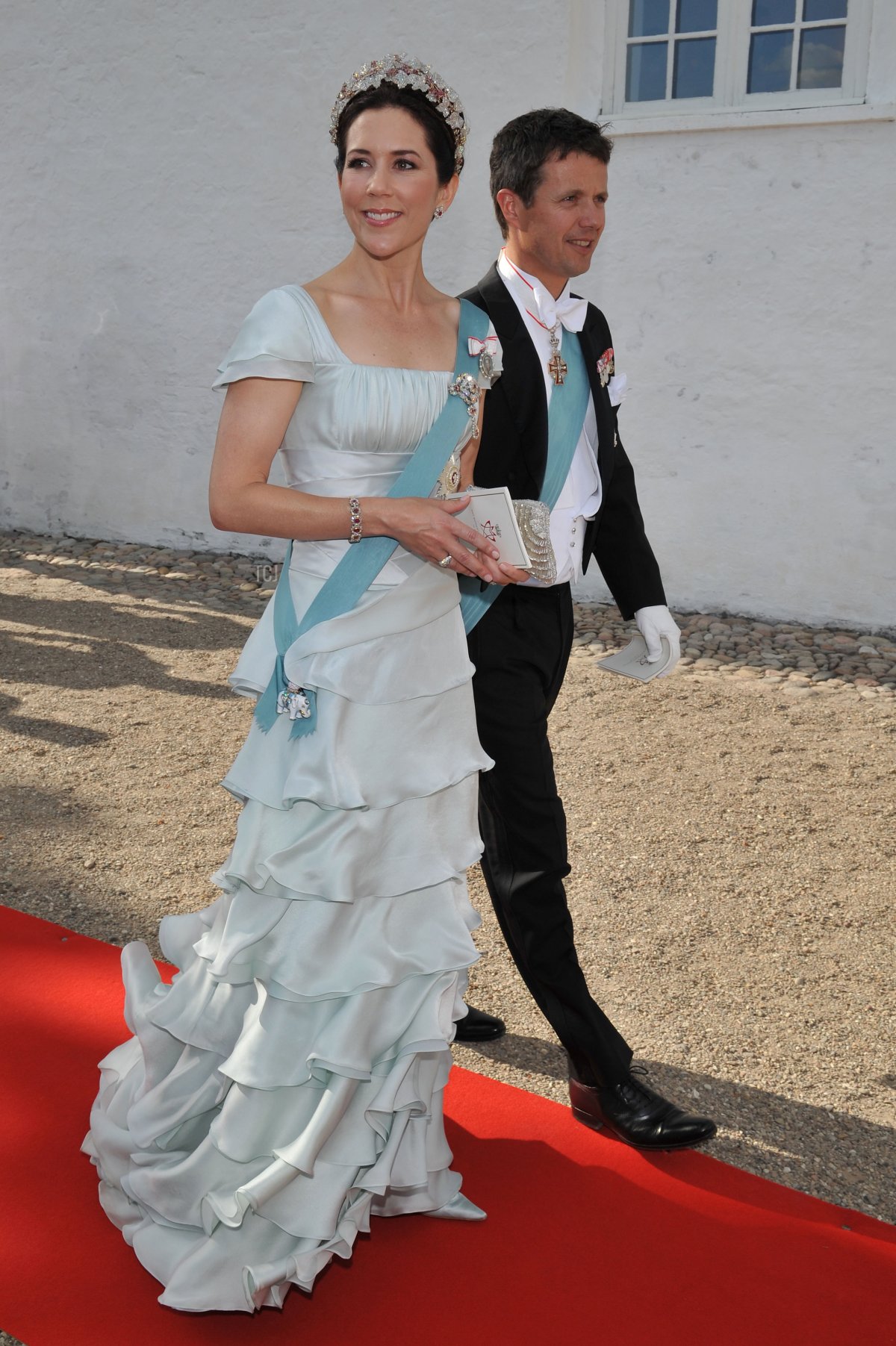 Crown Princess Mary of Denmark attends the wedding between Prince Joachim of Denmark and Marie Cavallier on May 24, 2008 at the Mogeltonder church in Mogeltonder, Denmark