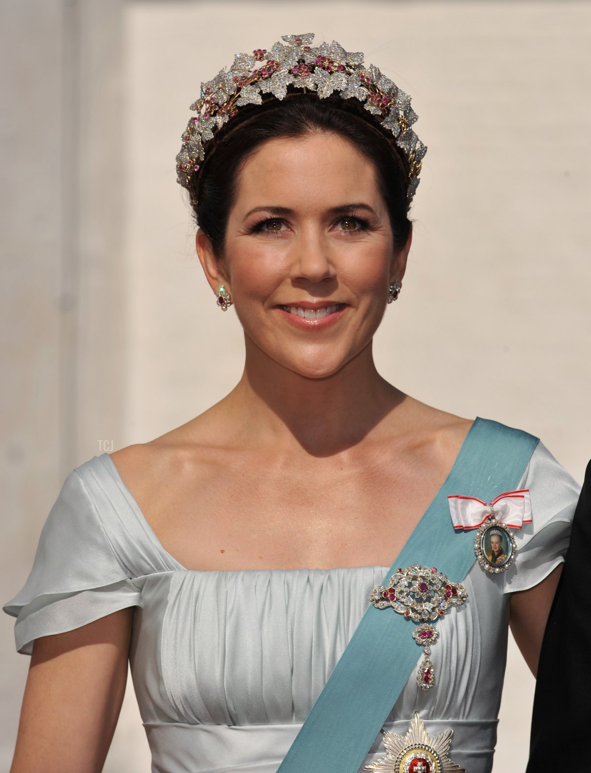 Crown Princess Mary of Denmark attends the wedding between Prince Joachim of Denmark and Marie Cavallier on May 24, 2008 at the Mogeltonder church in Mogeltonder, Denmark