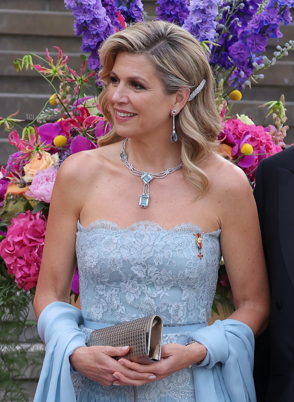 King Willem-Alexander and Queen Maxima of the Netherlands (R) and German President Frank-Walter Steinmeier and First Lady Elke Buedenbender arrive at the Konzerthaus am Gendarmenmarkt on July 06, 2021 in Berlin, Germany