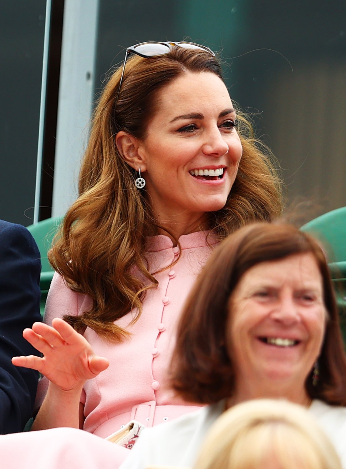 Catherine, Duchess of Cambridge is seen in the stands during Day Thirteen of The Championships - Wimbledon 2021 at All England Lawn Tennis and Croquet Club on July 11, 2021 in London, England