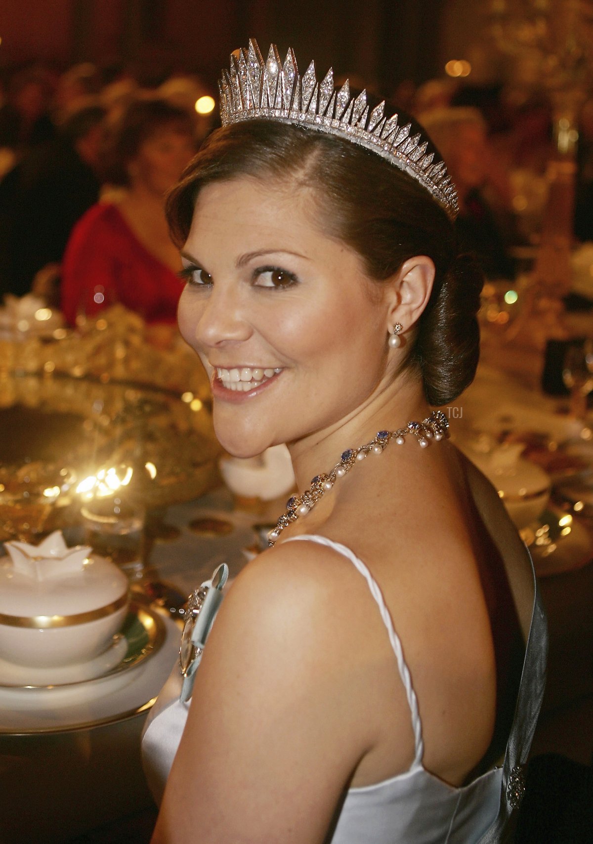 Crown Princess Victoria of Sweden attends the Nobel Banquet at the Stockholm City Hall on December 10, 2005 in Stockholm, Sweden