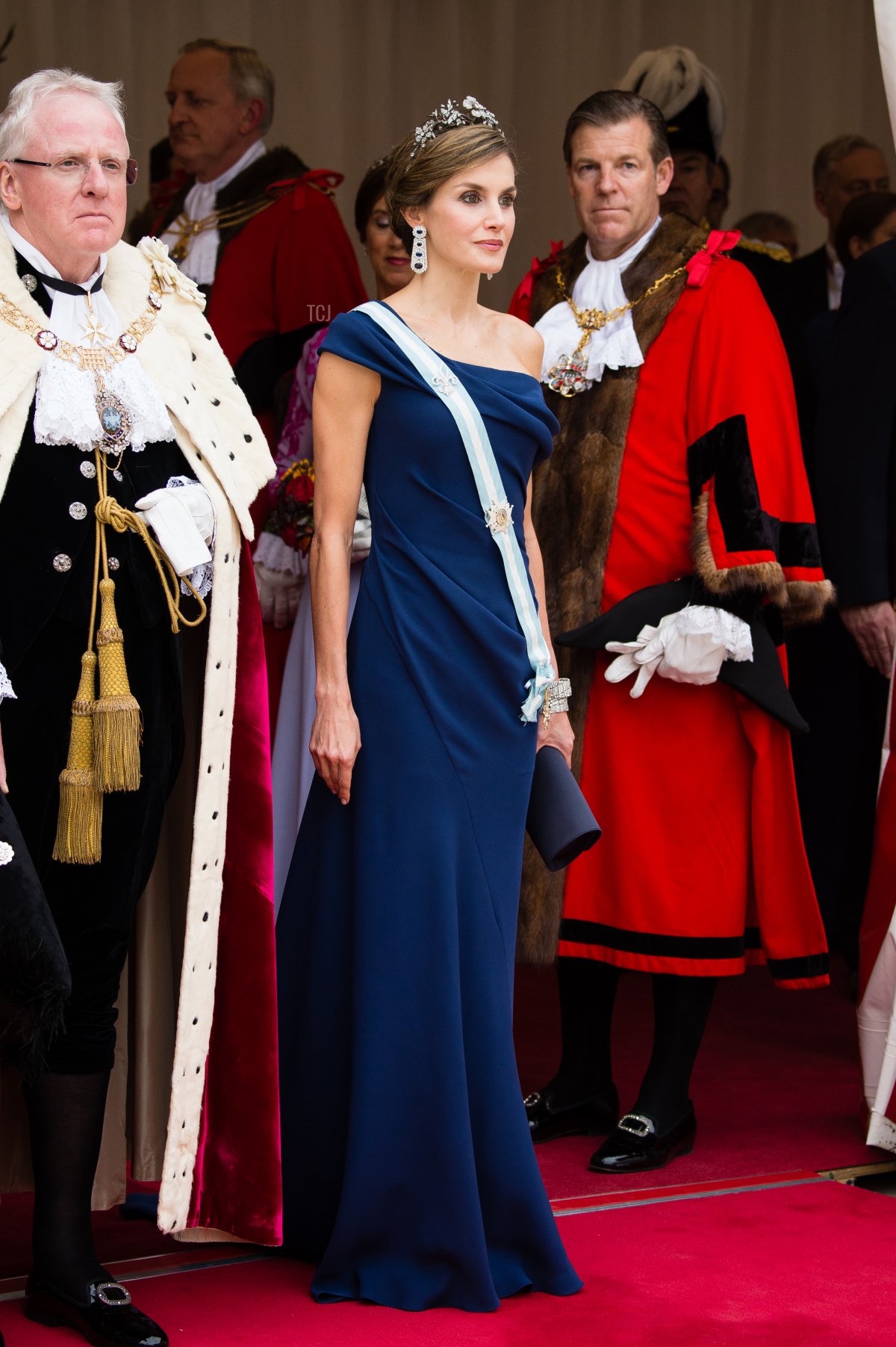 Queen Letizia of Spain attends the Lord Mayor's Banquet at the Guildhall during a State visit by the King and Queen of Spain on July 13, 2017 in London, England