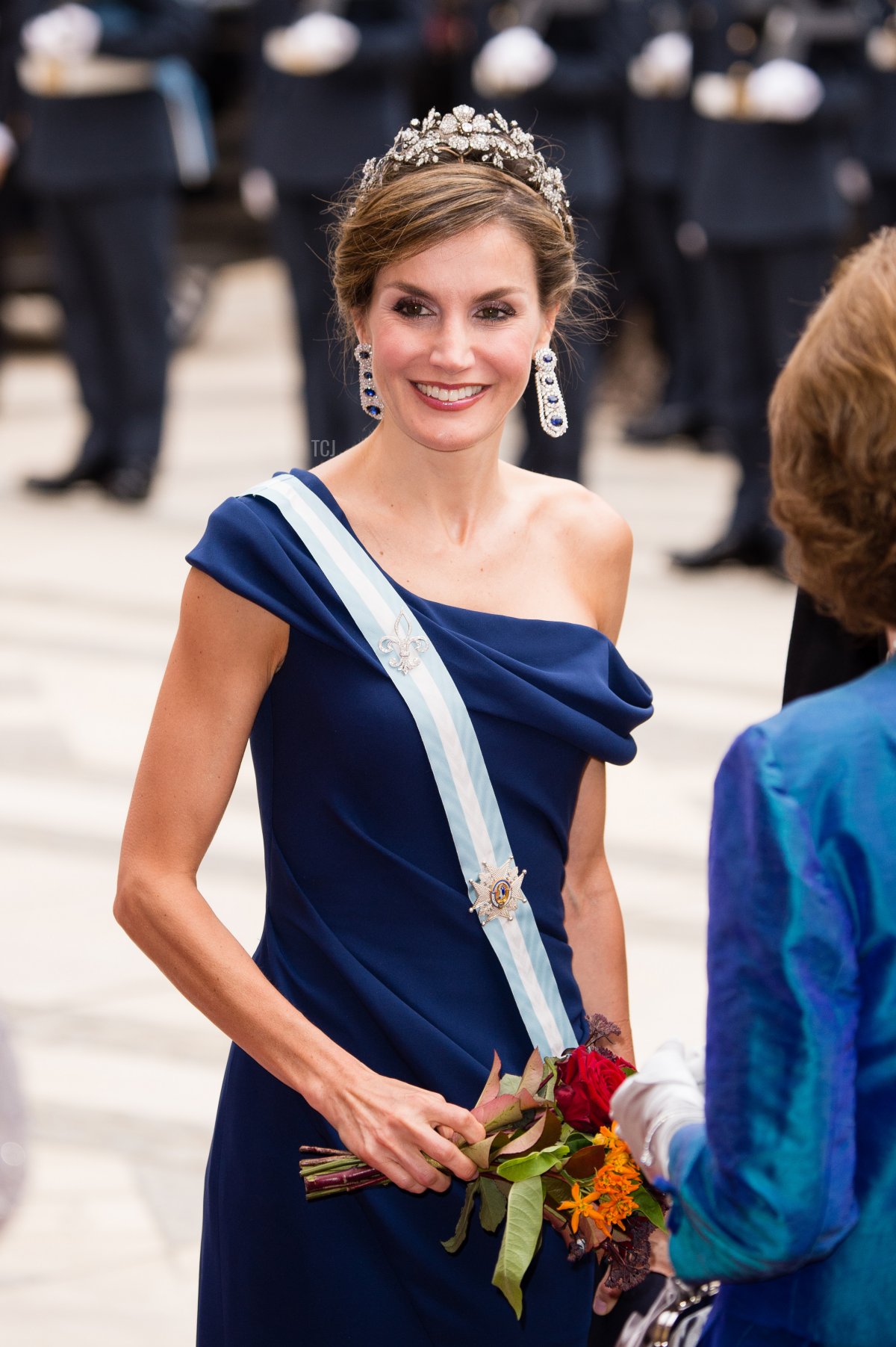 Queen Letizia of Spain attends the Lord Mayor's Banquet at the Guildhall during a State visit by the King and Queen of Spain on July 13, 2017 in London, England