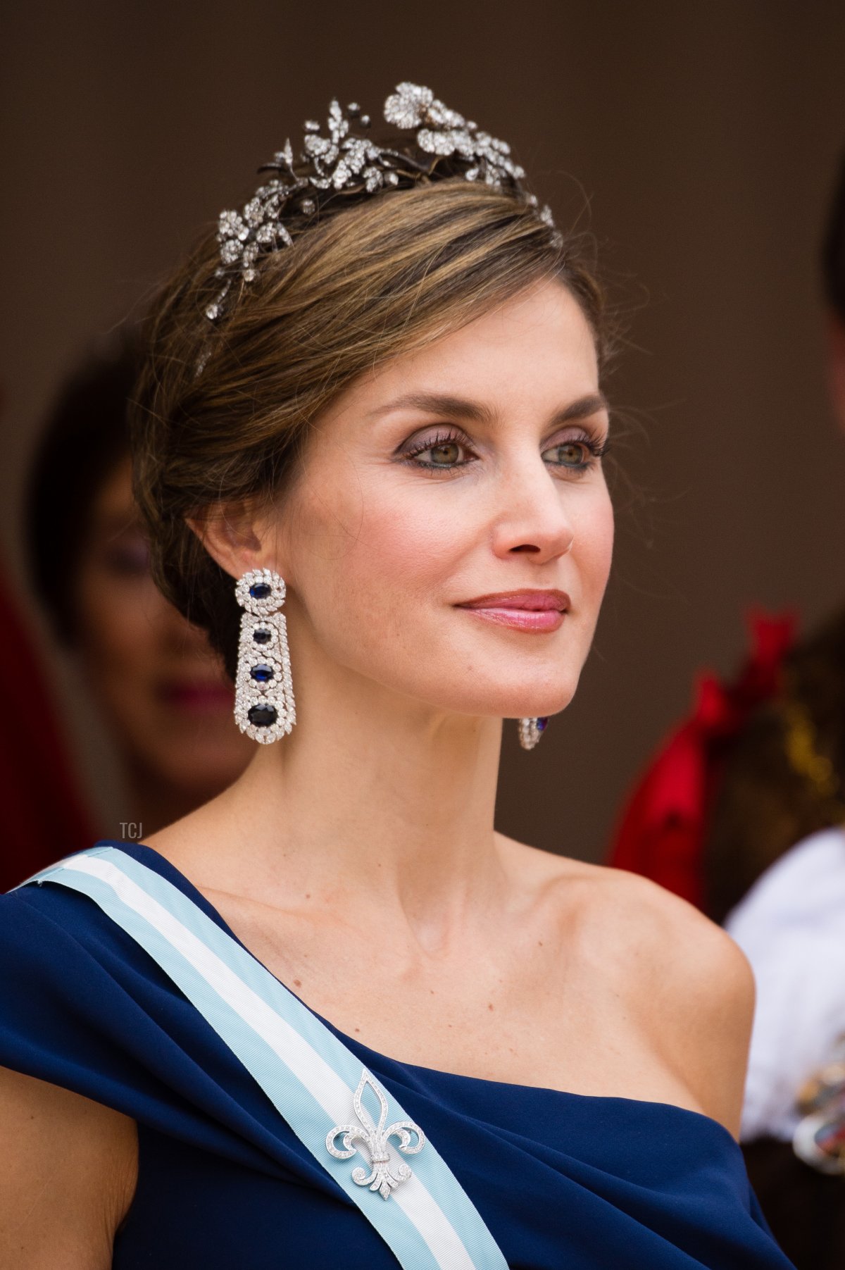 Queen Letizia of Spain attends the Lord Mayor's Banquet at the Guildhall during a State visit by the King and Queen of Spain on July 13, 2017 in London, England