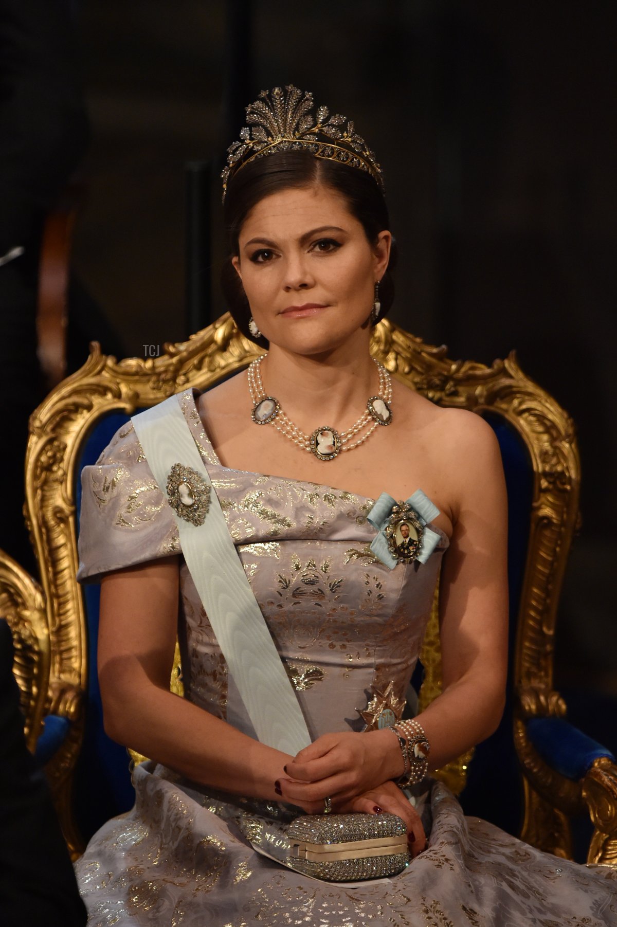 Sweden's Crown Princess Victoria attends the 2016 Nobel Banquet at the Stockholm City Hall on December 10, 2016 in Stockholm, Sweden