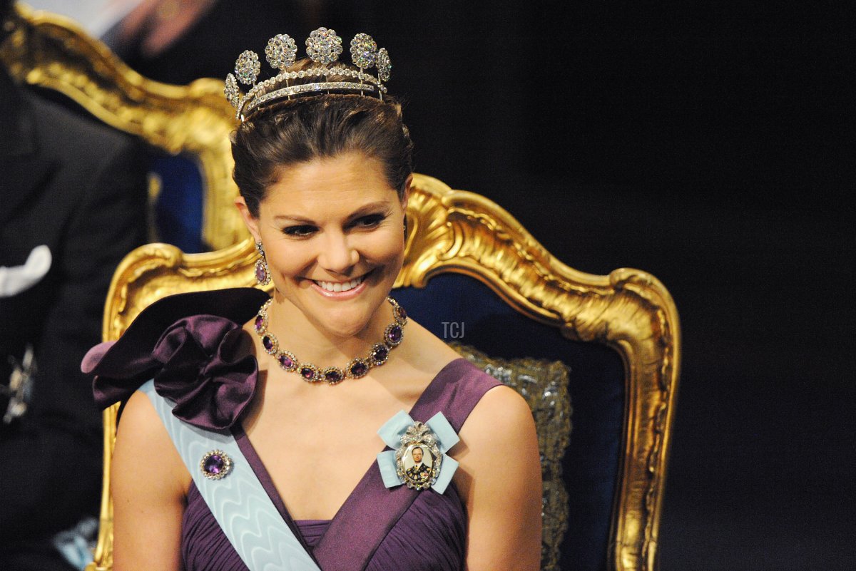 Crown Princess Victoria of Sweden attends the Nobel Foundation Prize Awards Ceremony and Banquet on December 10, 2009 in Stockholm, Sweden