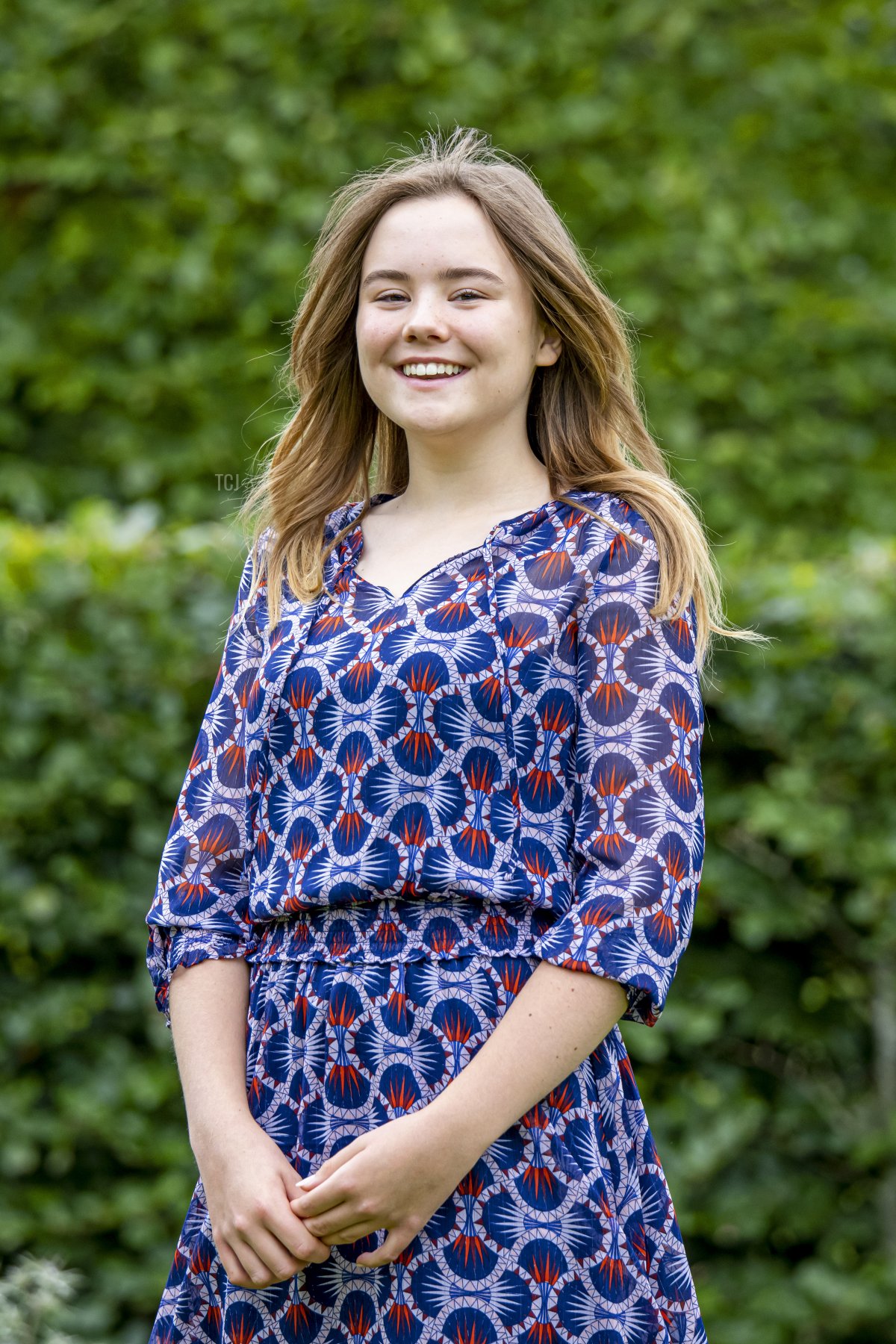 Princess Ariane of the Netherlands, Queen Maxima of the Netherlands, Princess Alexia of the Netherlands, King Willem-Alexander of the Netherlands and Princess Amalia of the Netherlands pose during the summer photo session at Huis ten Bosch Palace in The Hague, on July 16, 2021