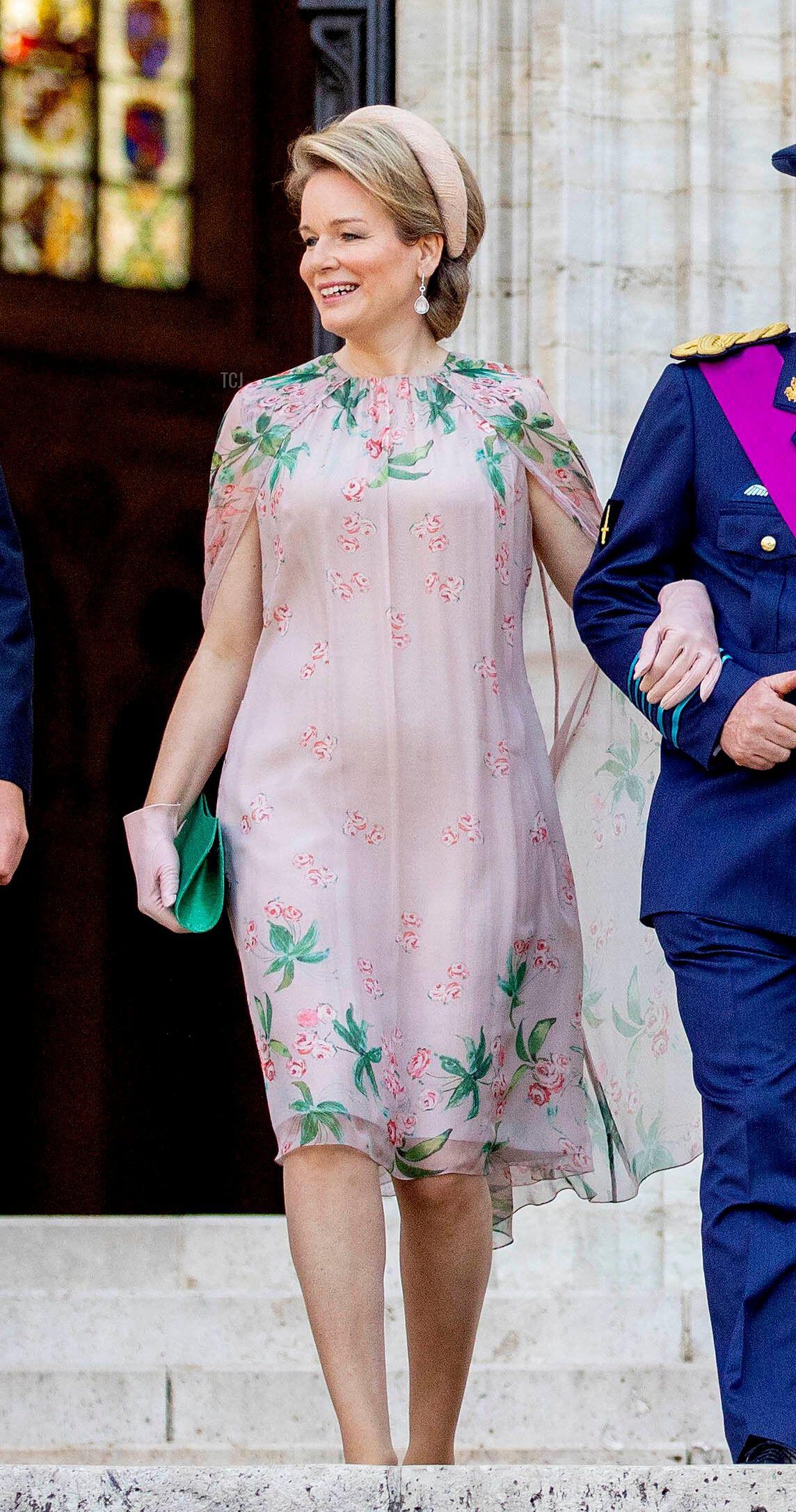 Queen Mathilde departs the cathedral in Brussels on National Day, July 21, 2021